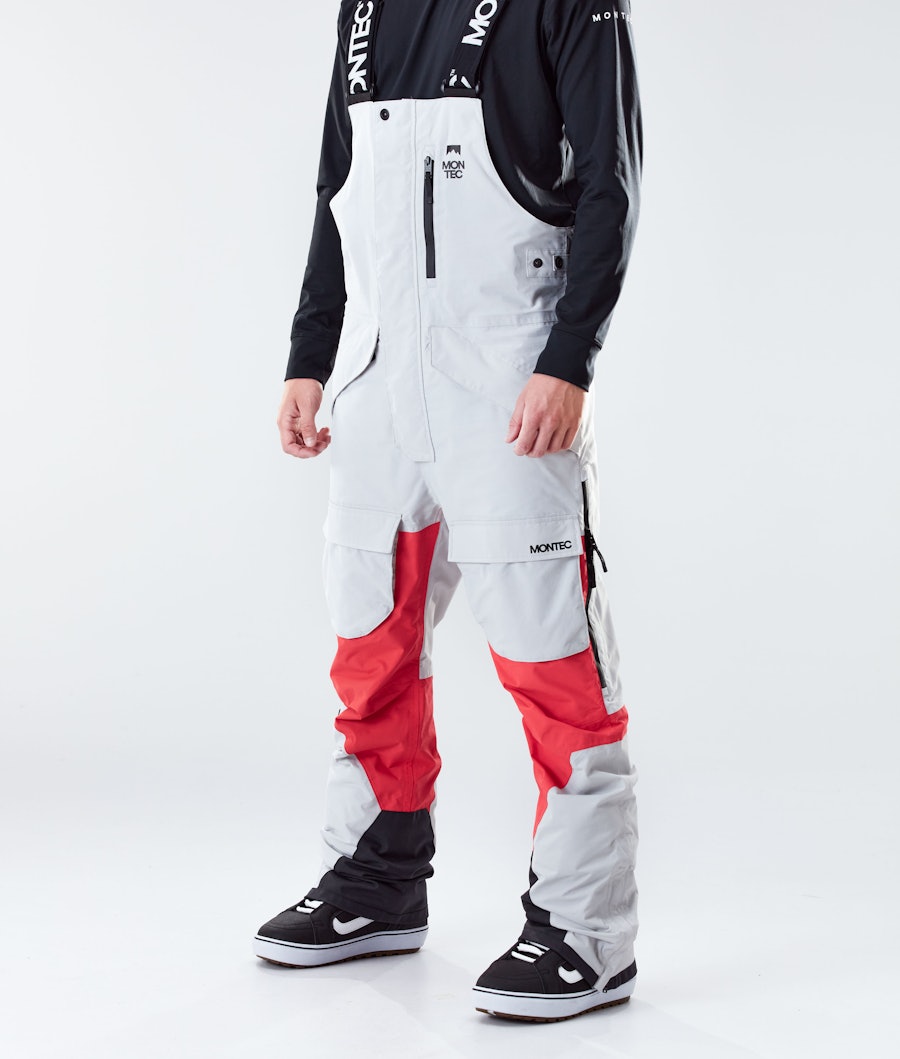 Montec Fawk 2020 Men's Snowboard Pants Light Grey/Red