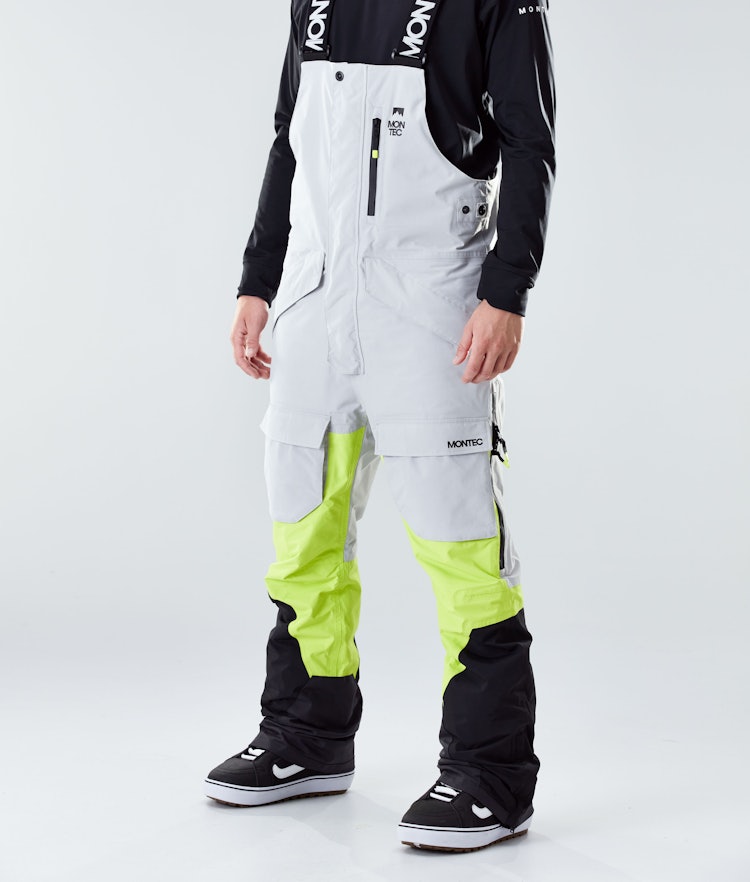 Montec Fawk 2020 Pantalon de Snowboard Homme Light Grey/Neon Yellow/Black Renewed, Image 1 sur 6