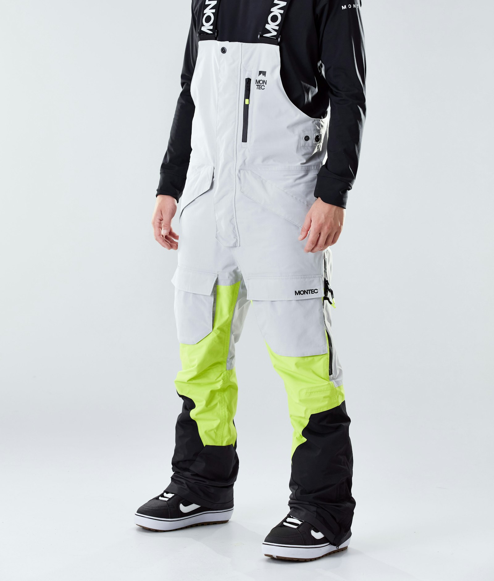 Montec Fawk 2020 Kalhoty na Snowboard Pánské Light Grey/Neon Yellow/Black
