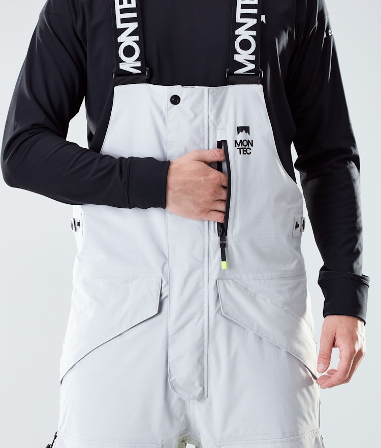 Montec Fawk 2020 Pantalon de Snowboard Homme Light Grey/Neon Yellow/Black, Image 4 sur 6
