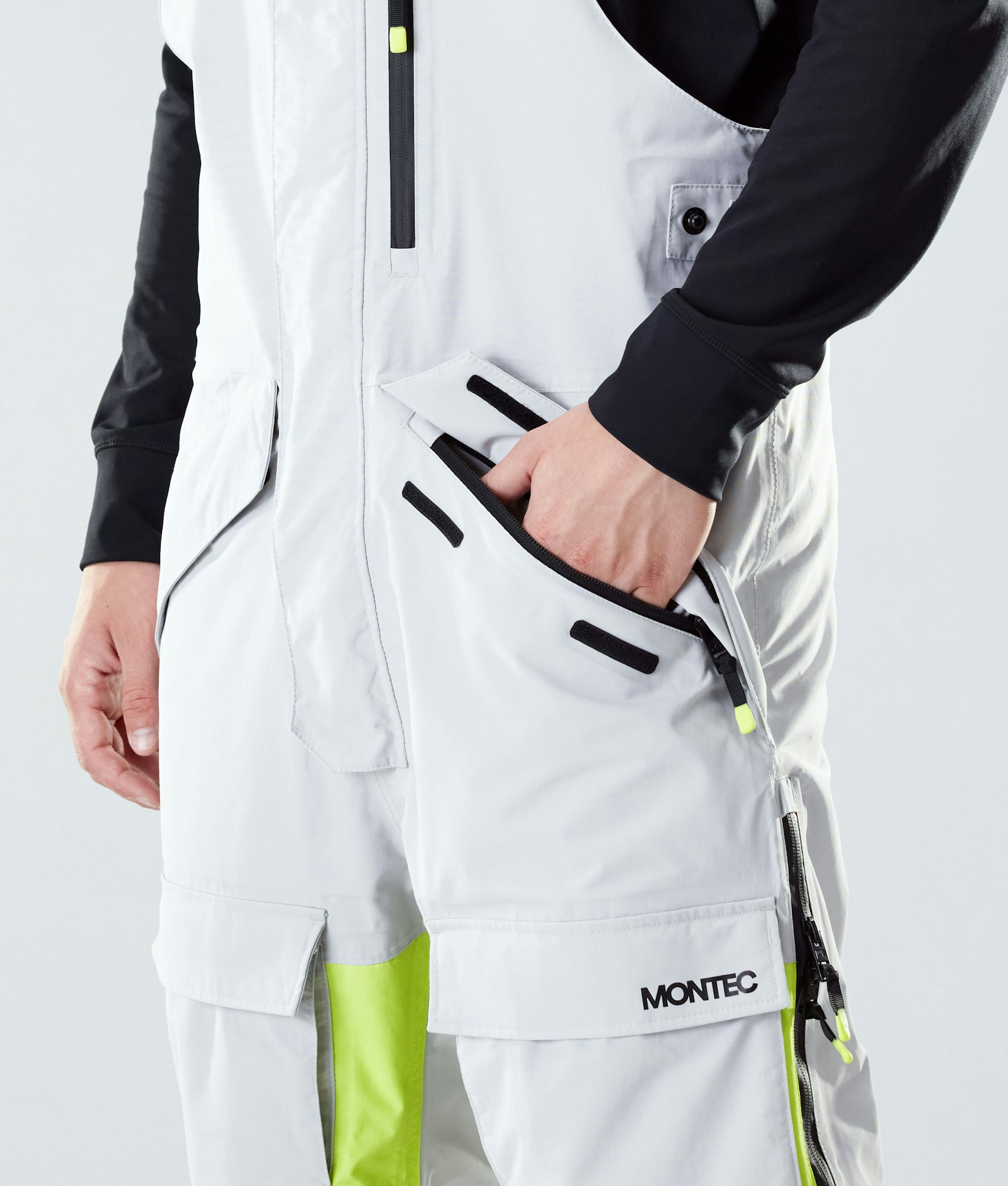 Montec Fawk 2020 Pantaloni Snowboard Uomo Light Grey/Neon Yellow/Black Renewed, Immagine 5 di 6
