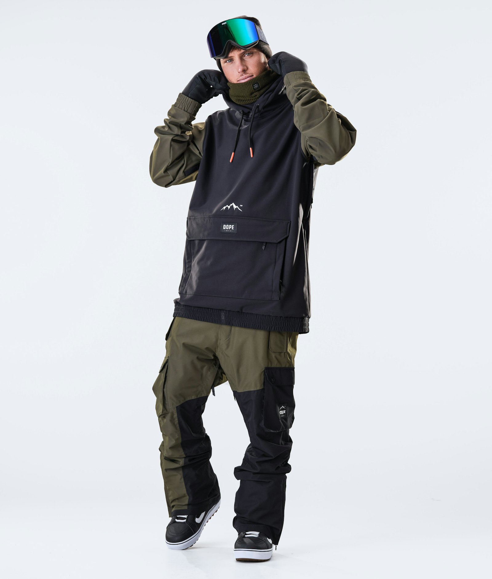 Dope Wylie 10k Snowboard Jacket Men Patch Black/Olive Green