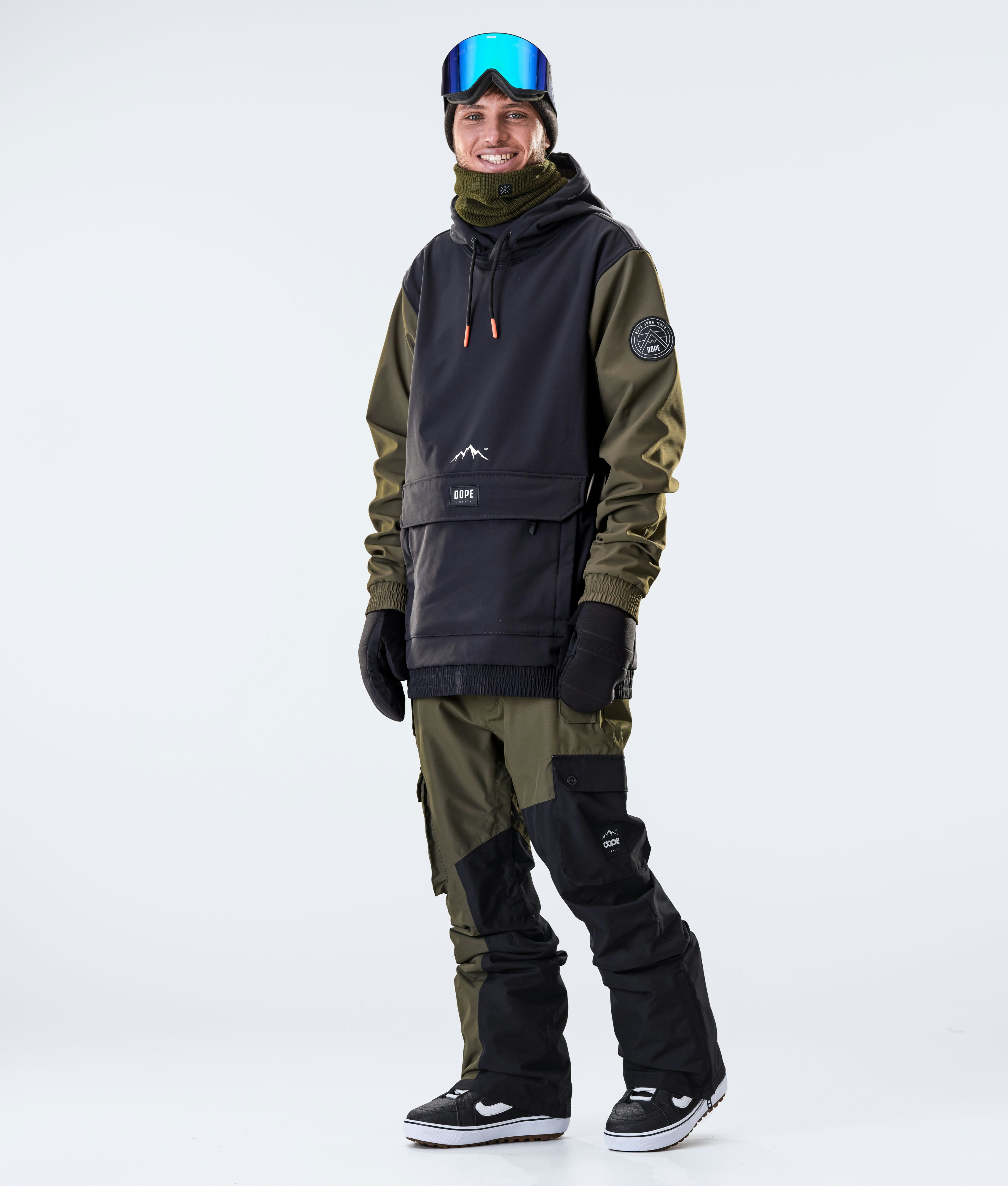 Dope Wylie 10k Snowboard Jacket Men Patch Black/Olive Green Dopesnow