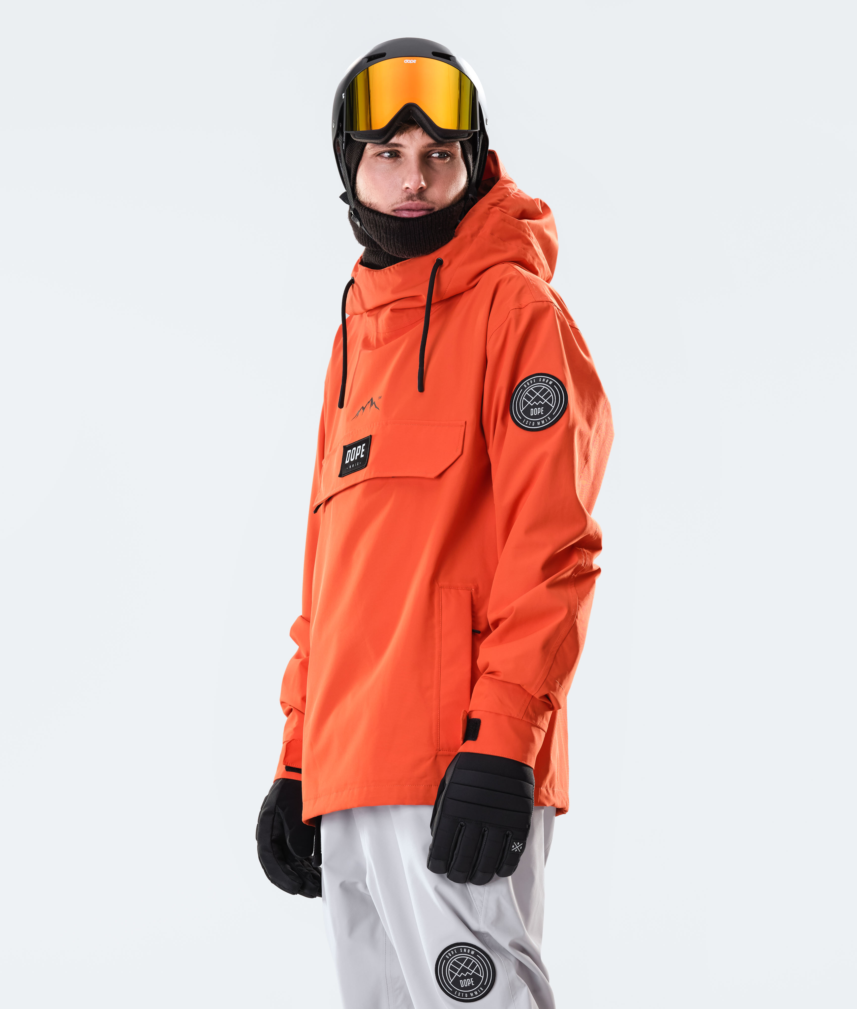 orange snowboarding jacket