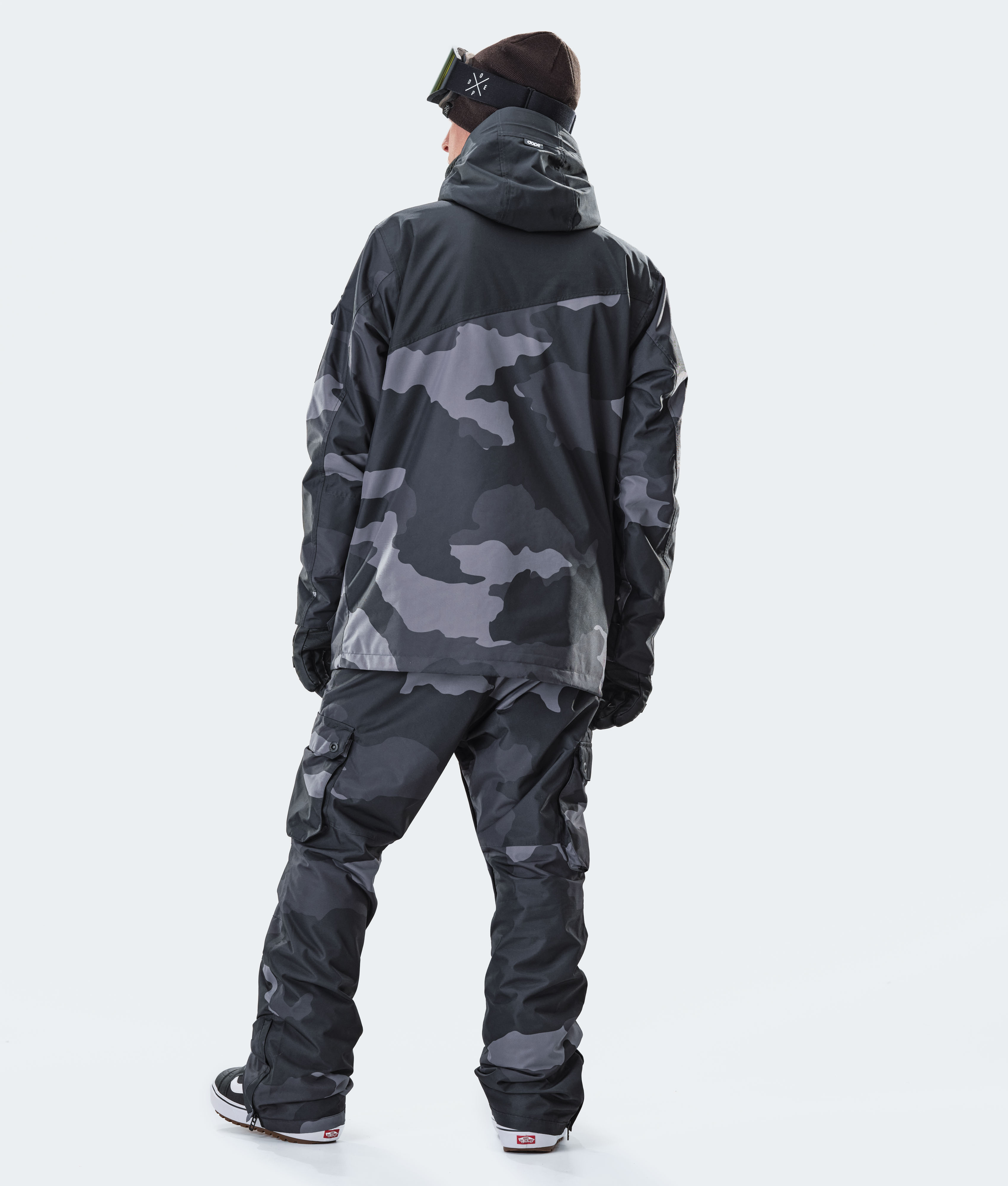 black camo snowboard pants