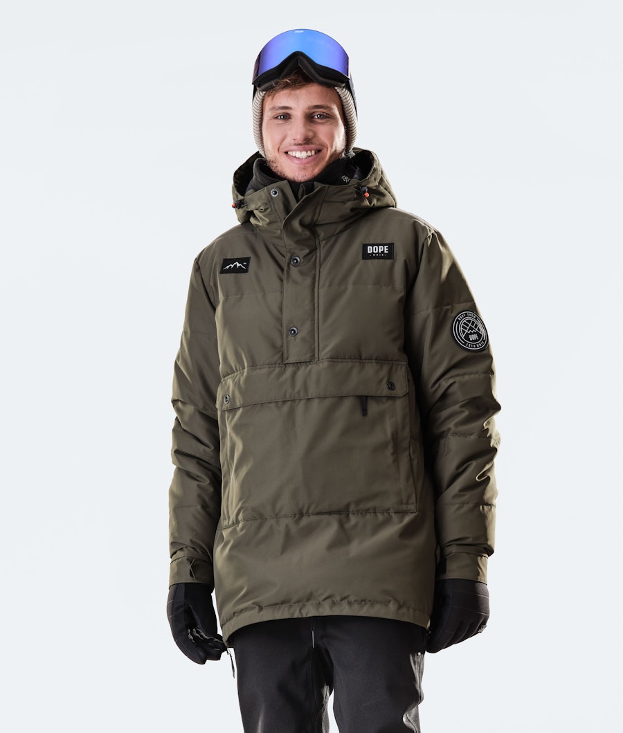 Dope Puffer Snowboard Jacket Olive Green