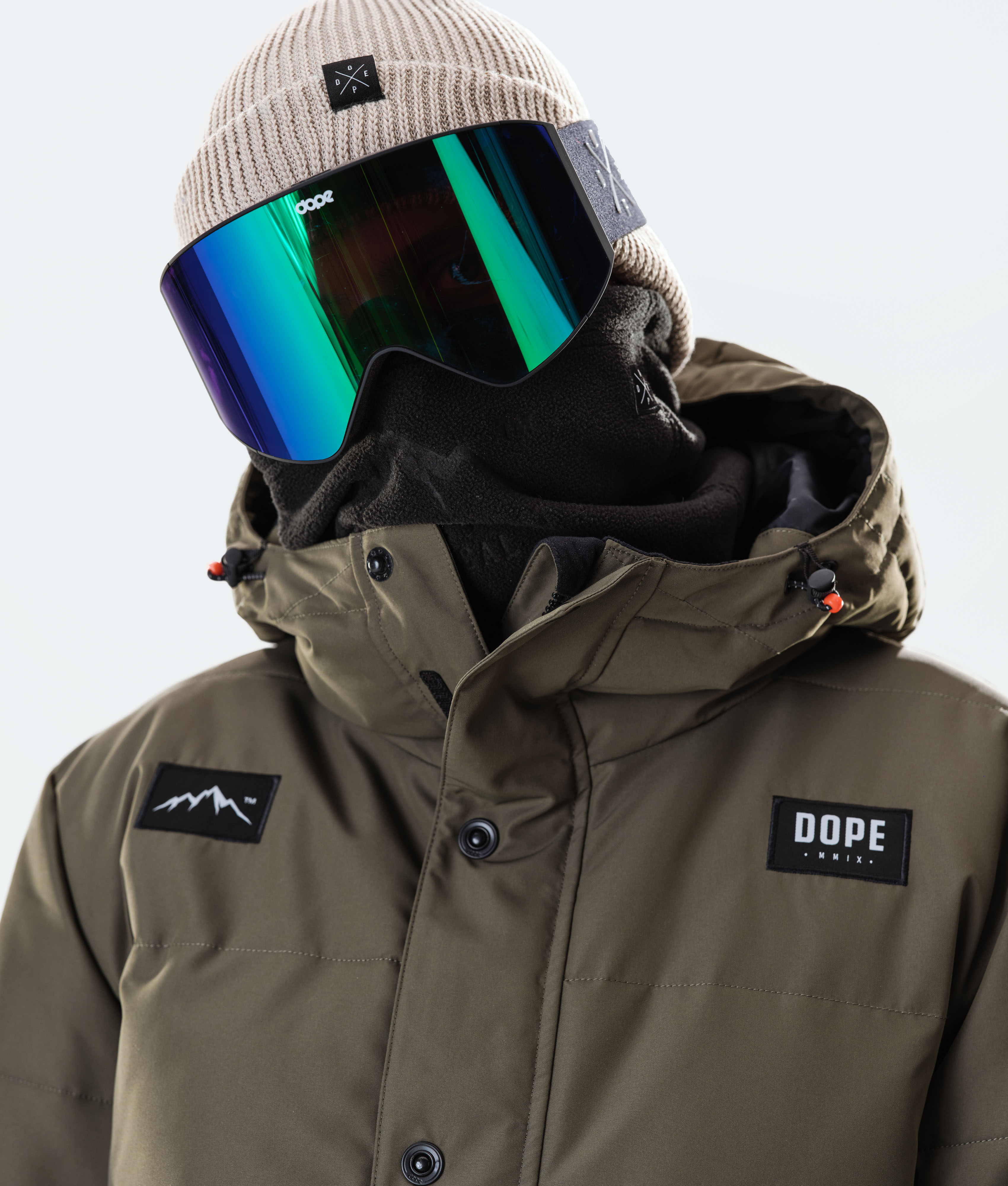 Dope Puffer Snowboard Jacket Olive Green