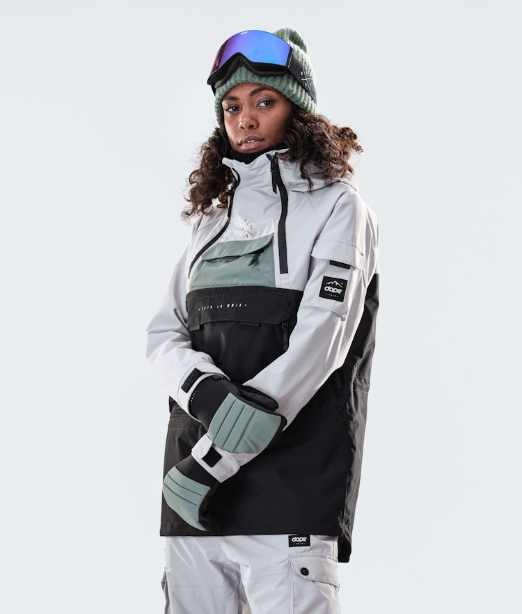 Dope Akin W 2020 Giacca Snowboard Donna Light Grey/Faded Green/Black