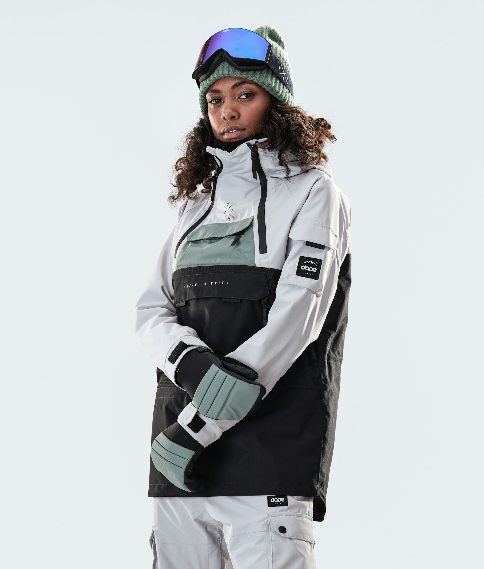 Dope Akin W 2020 Chaqueta Snowboard Mujer Light Grey/Faded Green/Black