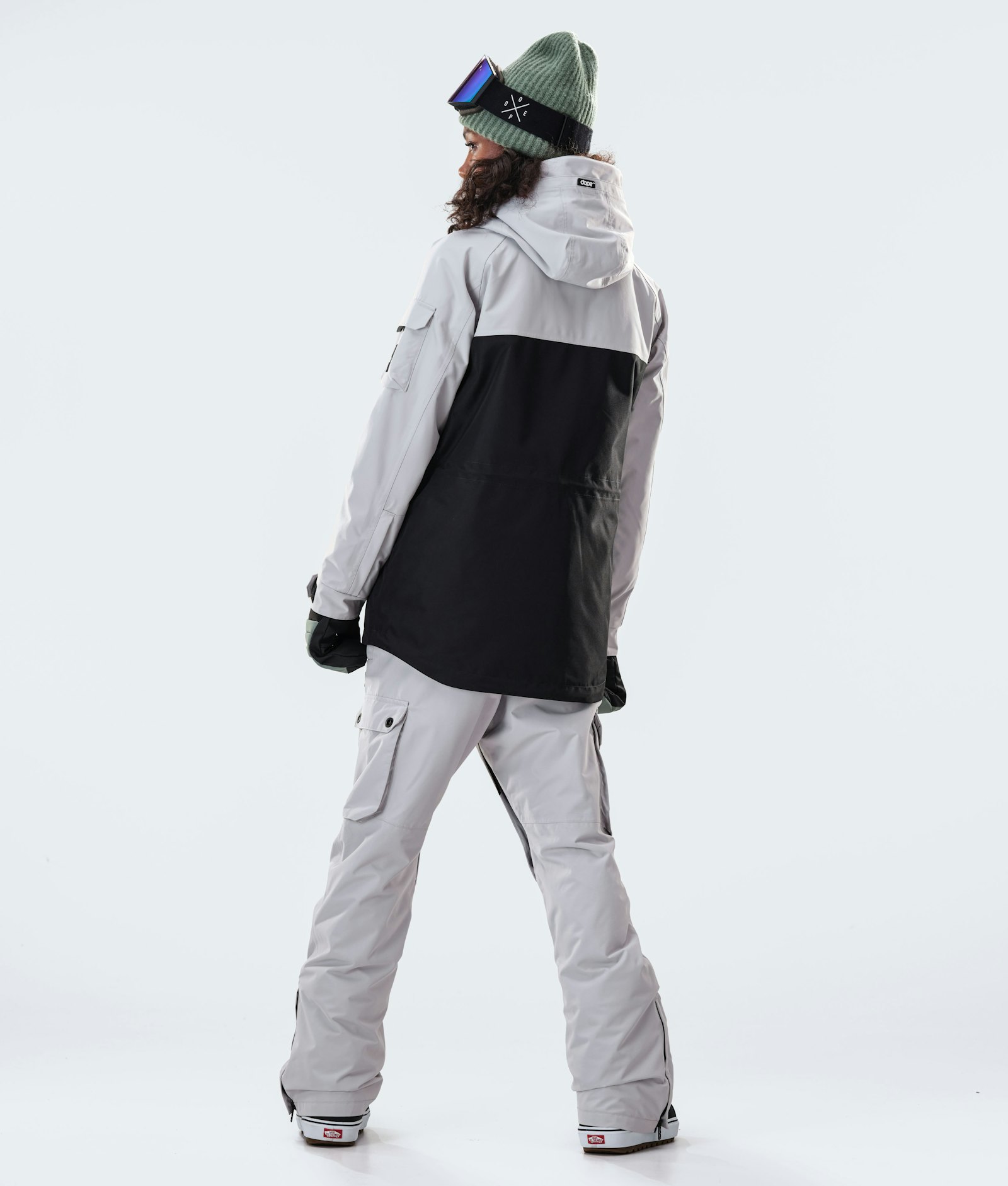 Dope Akin W 2020 Snowboard Jacket Women Light Grey/Faded Green/Black