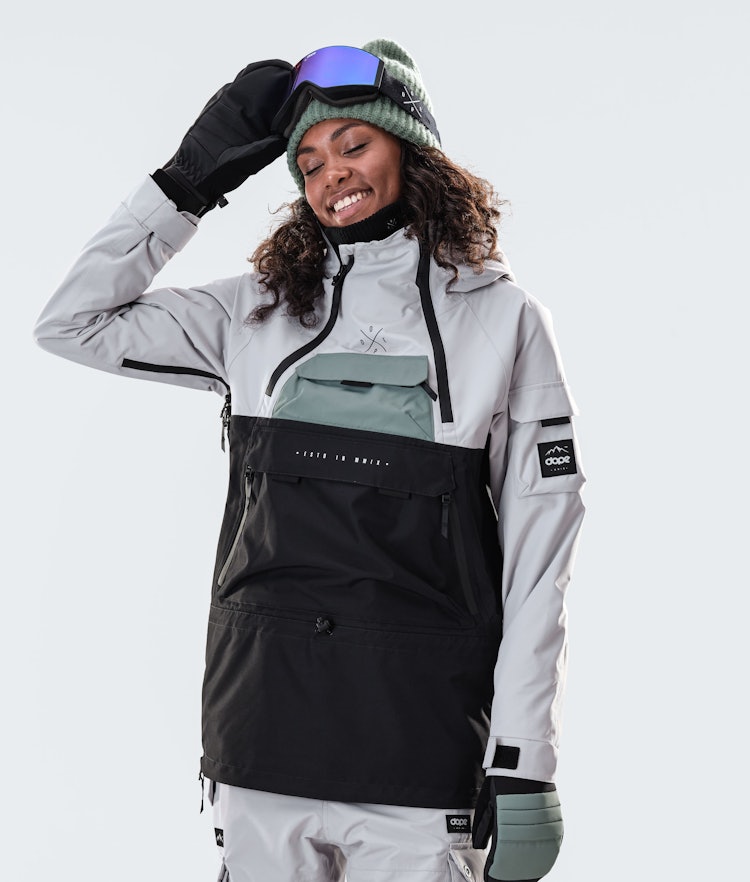 Dope Akin W 2020 Ski jas Dames Light Grey/Faded Green/Black