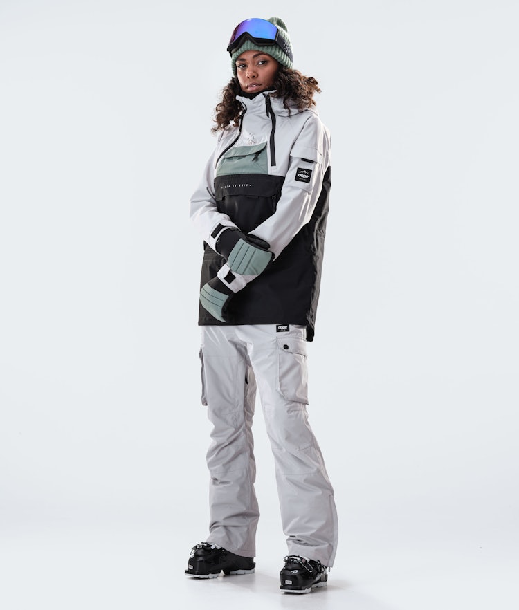 Dope Akin W 2020 Ski Jacket Women Light Grey/Faded Green/Black