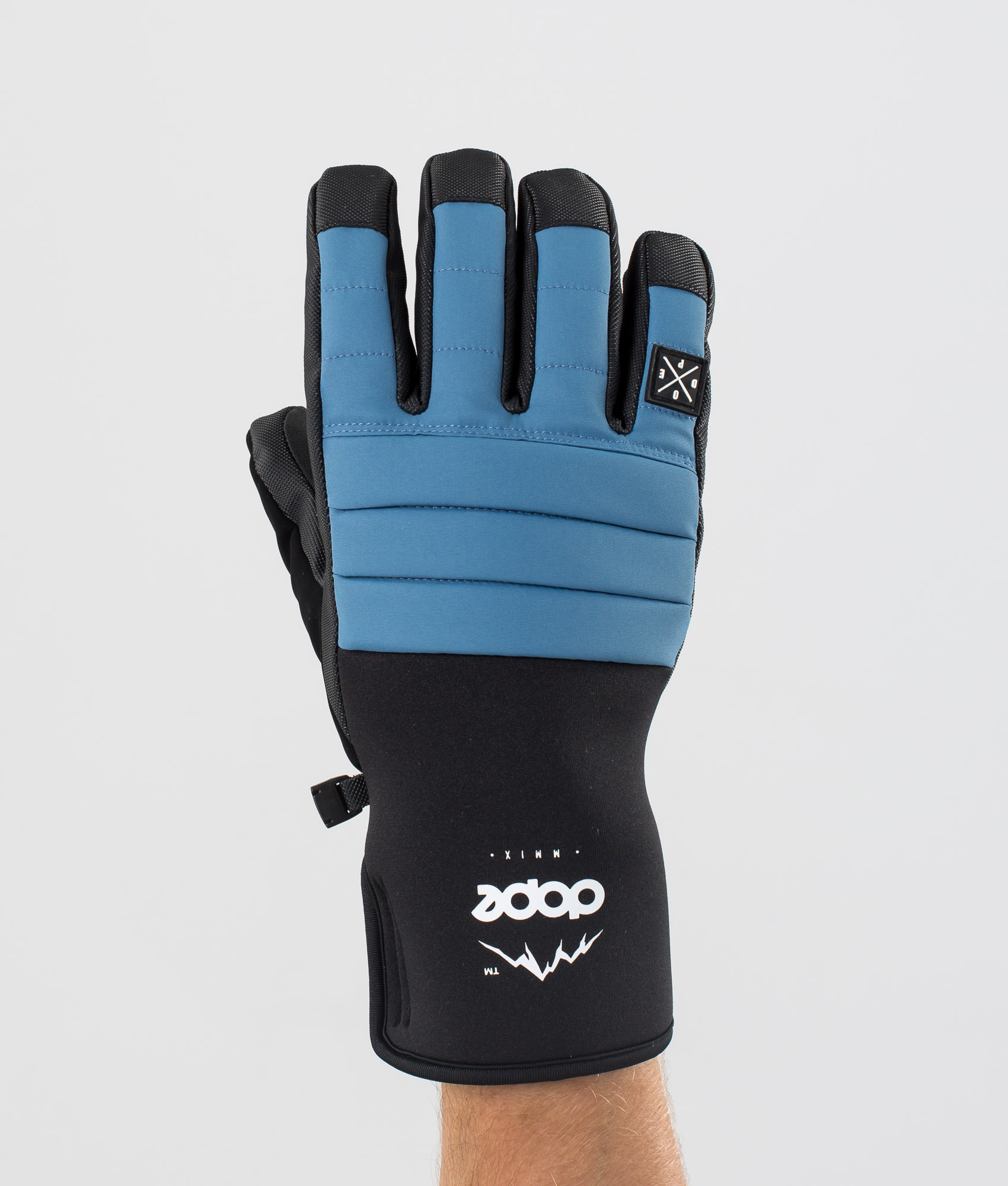 blue ski gloves