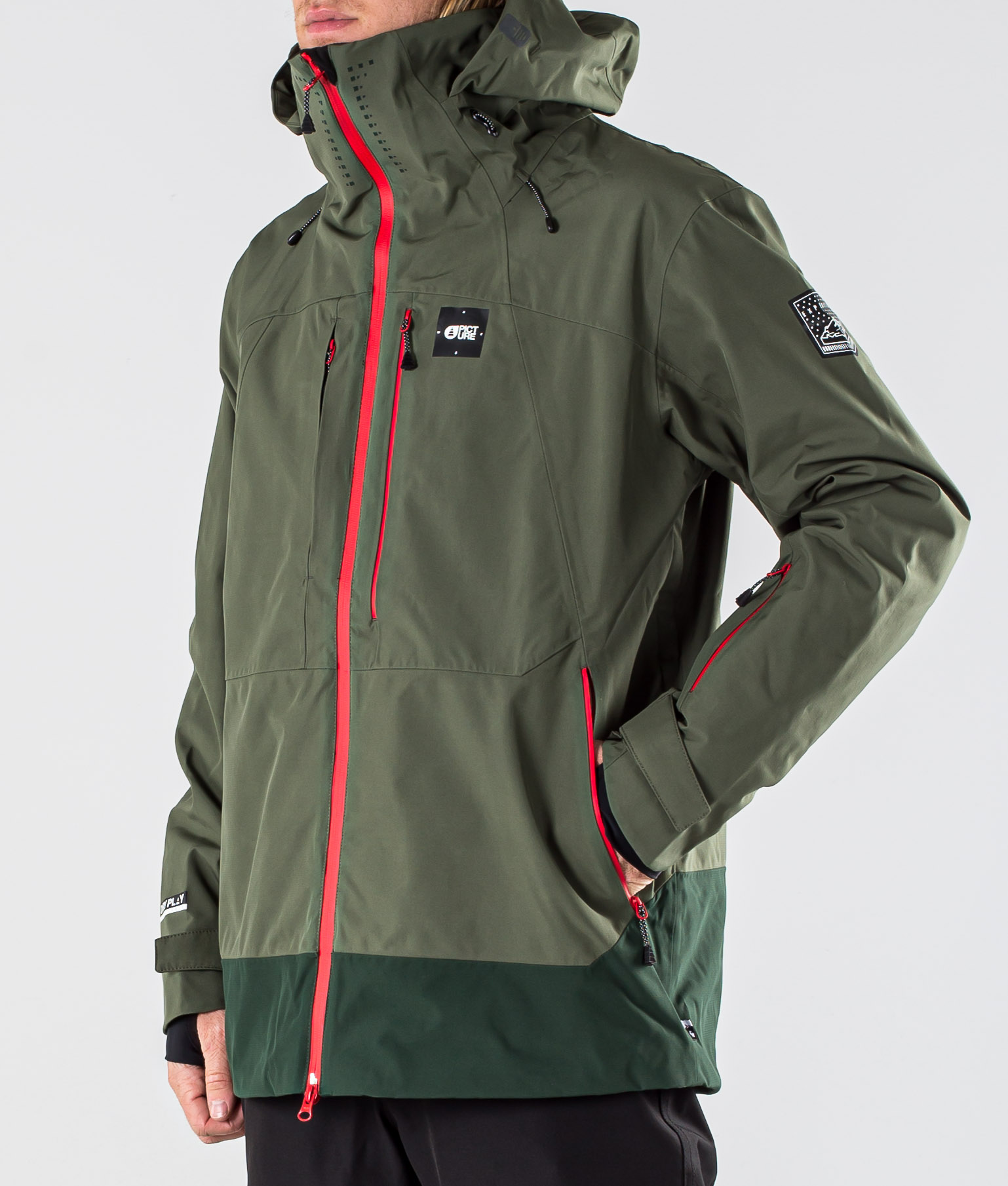 dark green snowboard jacket