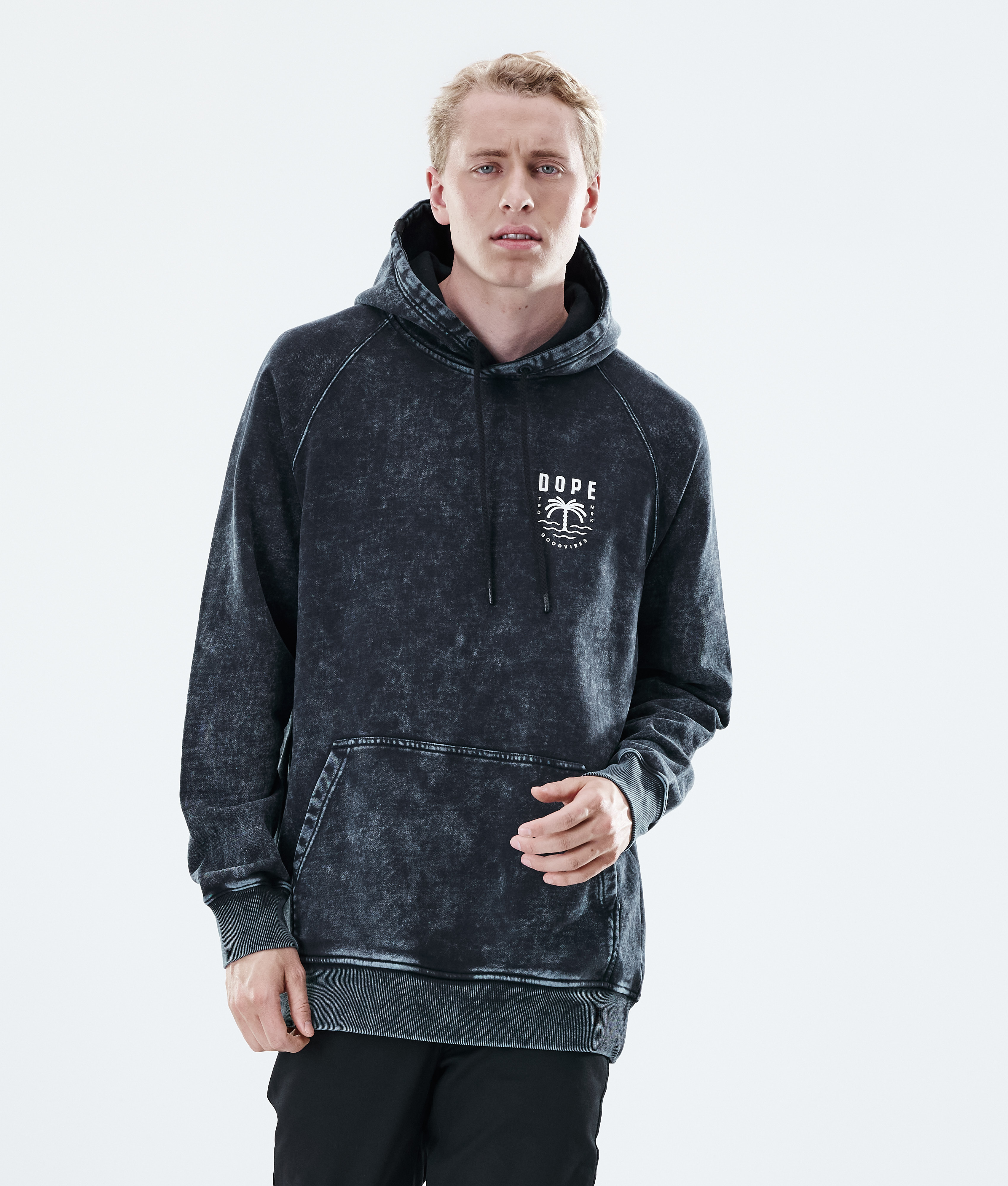 Dope Daily Hoodie Men Palm Bleached Black | Ridestore.com