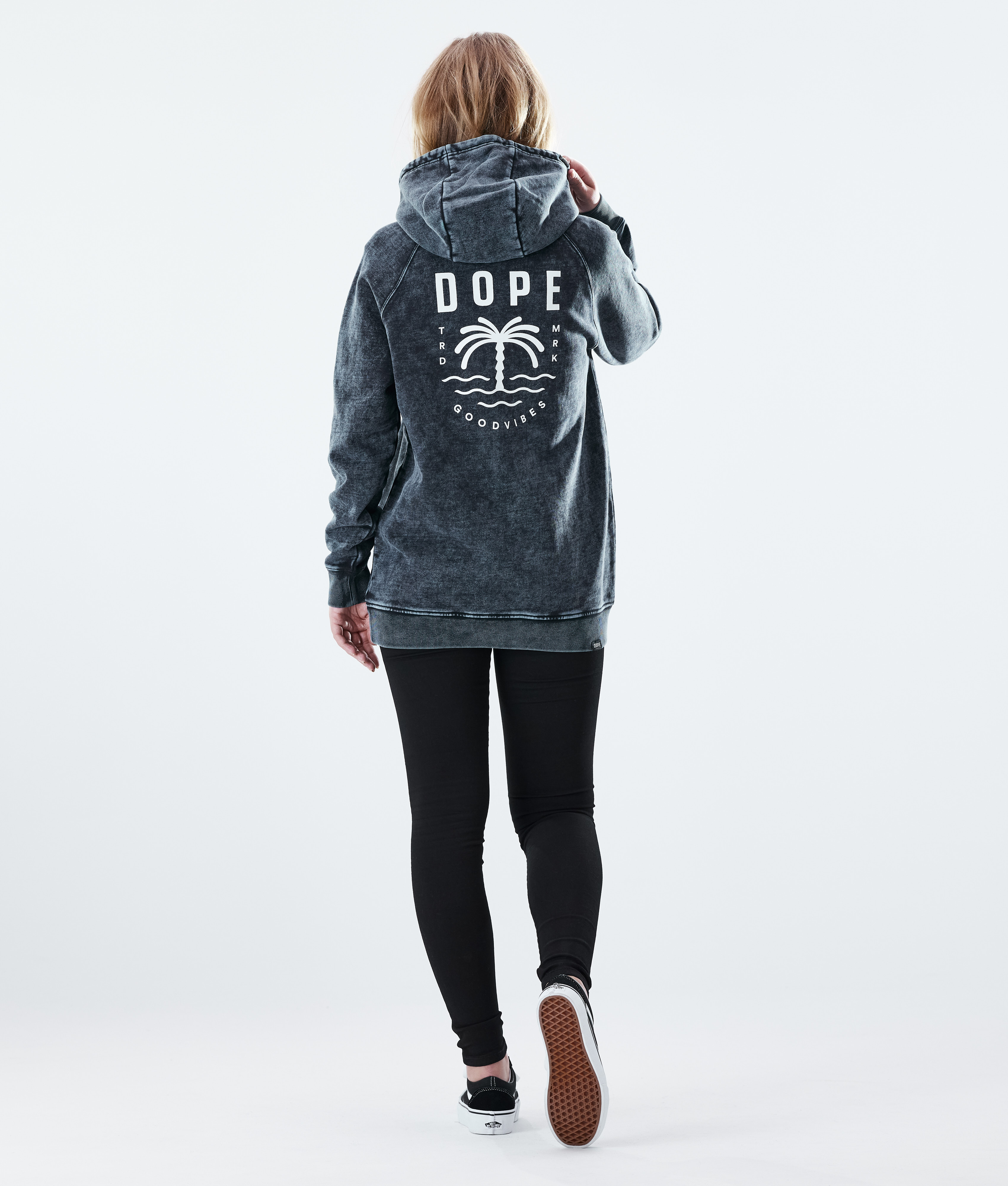 Dope Regular Hoodie Women Palm Bleached Black Dopesnow