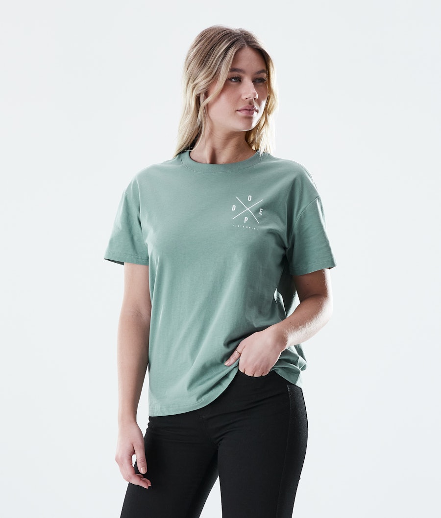 Regular 2X-UP T-shirt Dames Faded Green