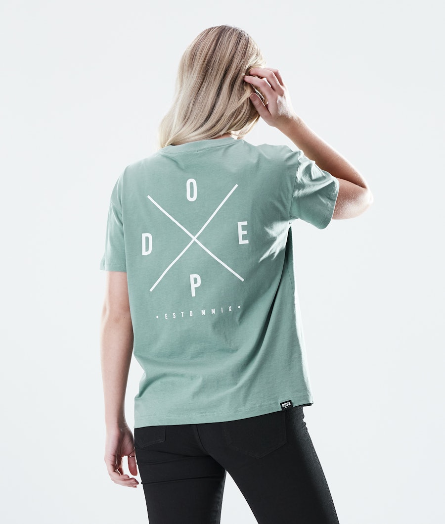 Dope Regular 2X-UP T-shirt Dames Faded Green