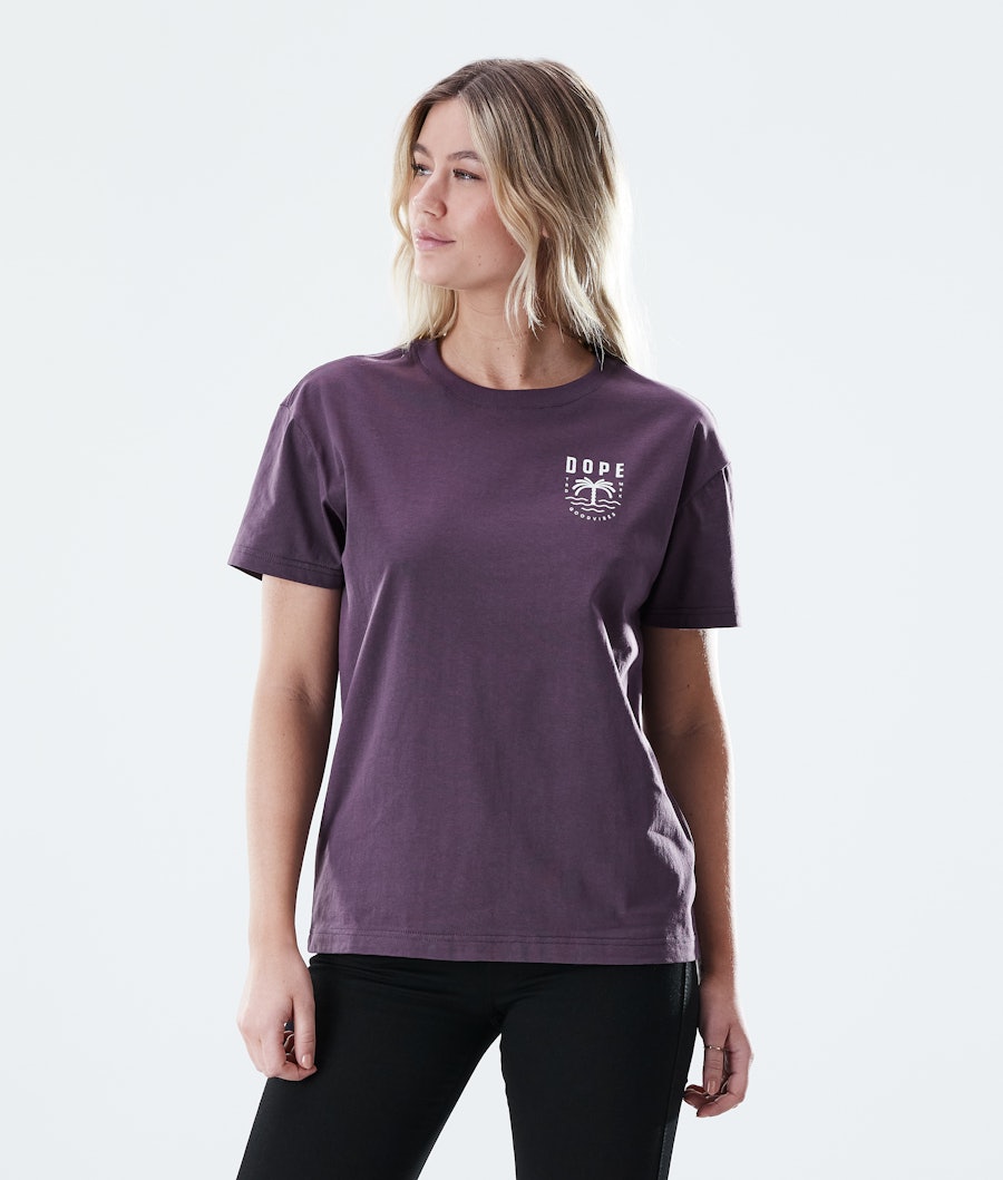 Regular Palm T-shirt Dames Faded Grape