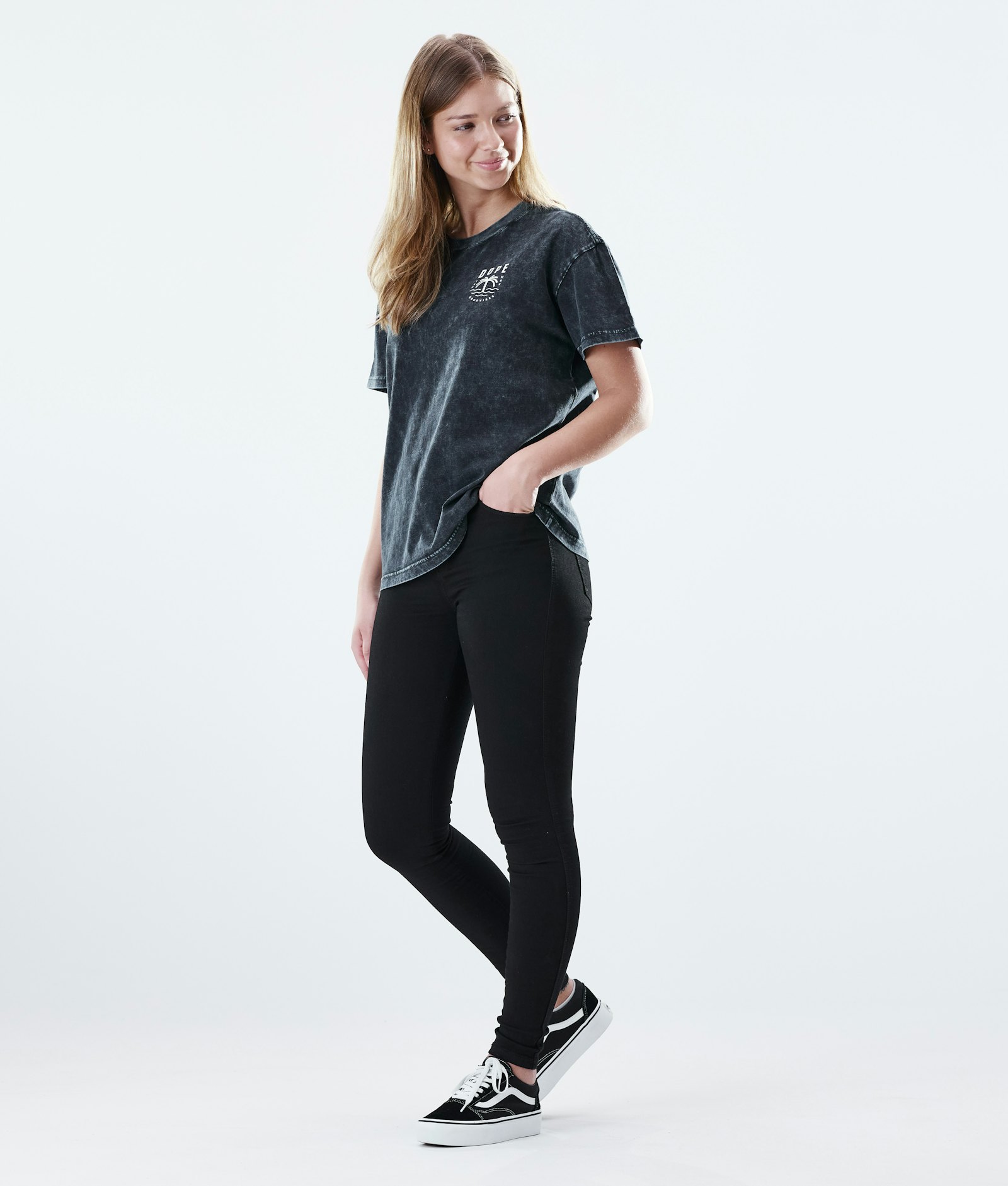 Regular T-shirt Donna Palm Bleached Black, Immagine 3 di 7