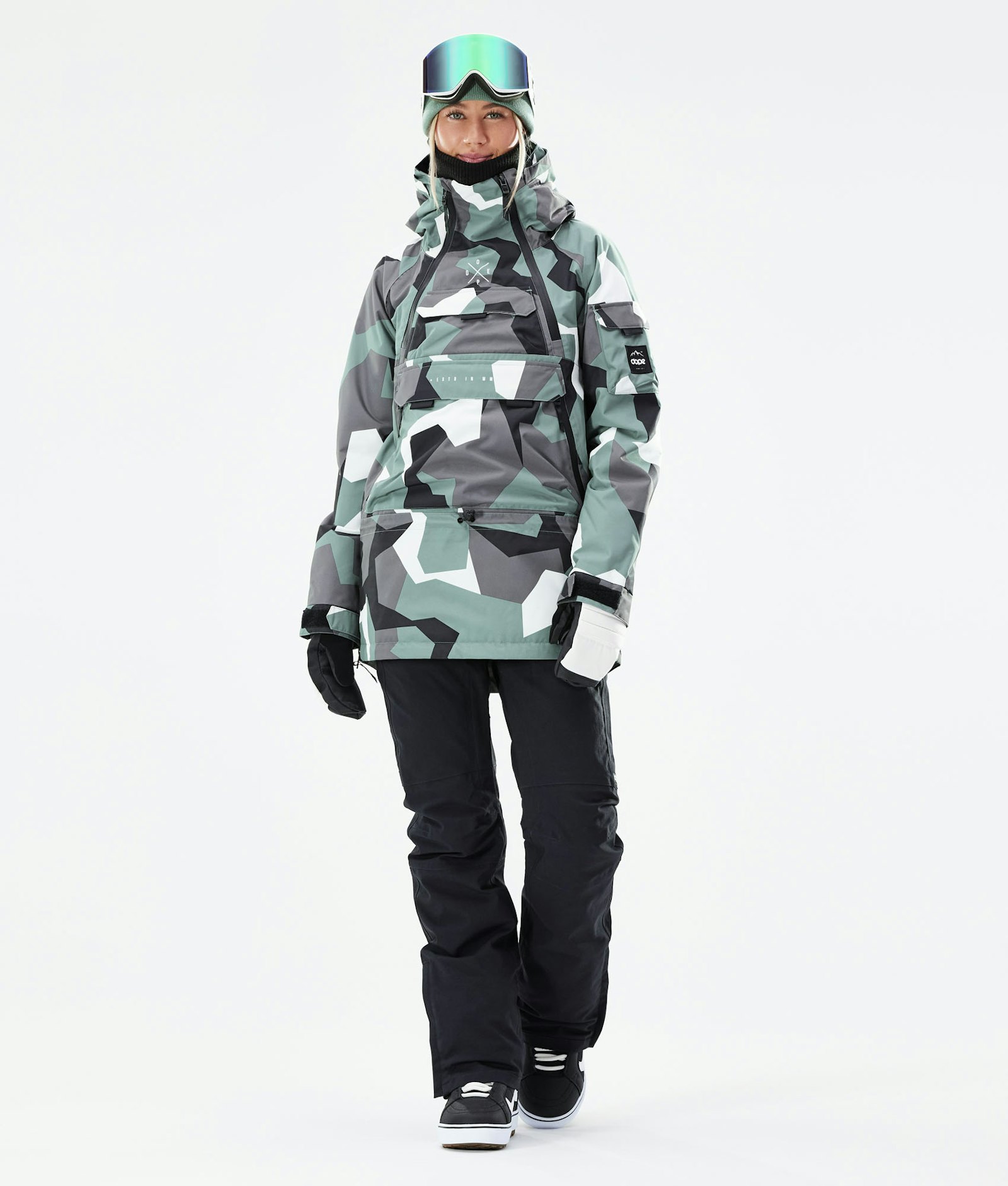 Dope Akin W 2020 Snowboard Jacket Women Faded Green Camo