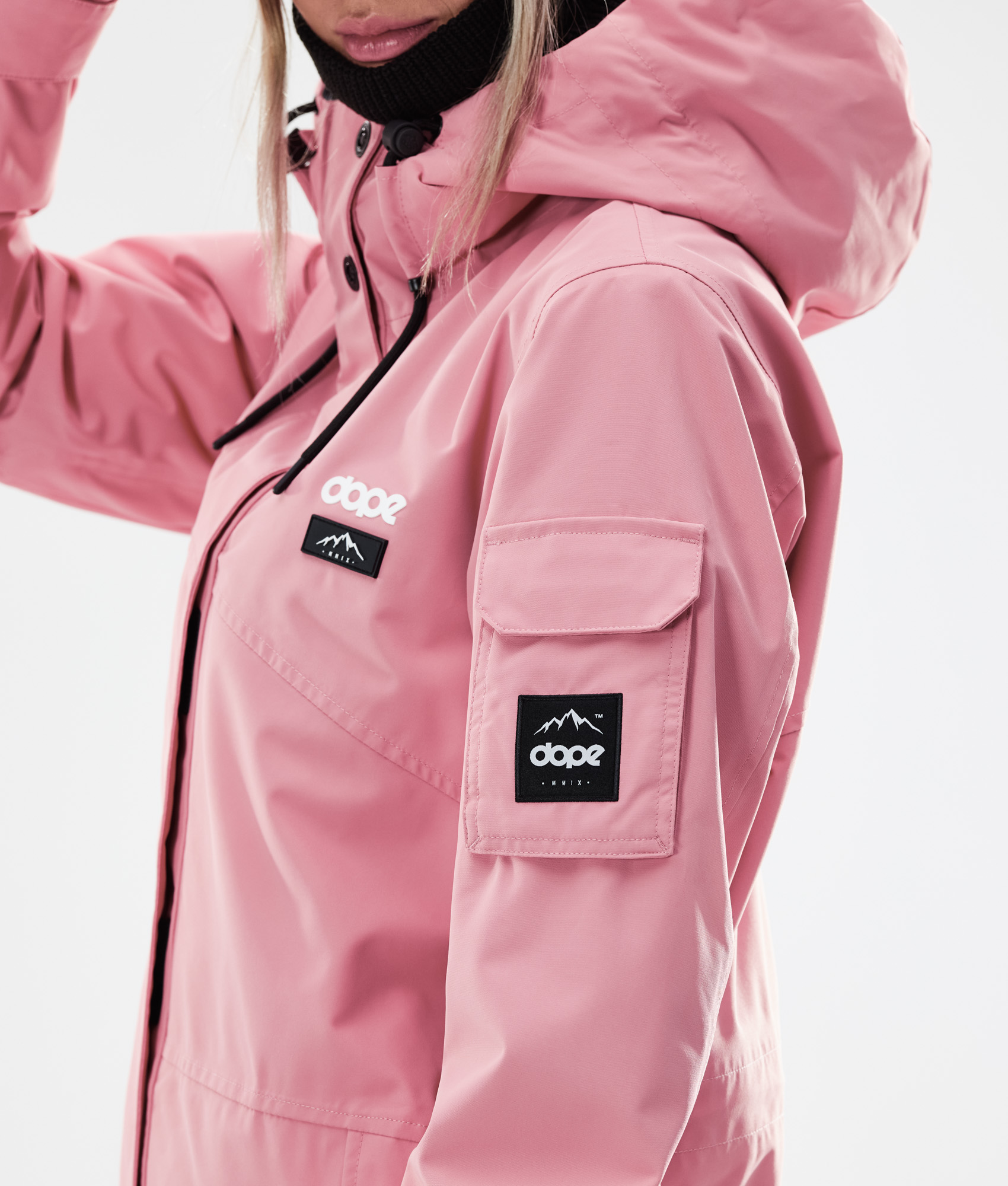 light pink snow jacket