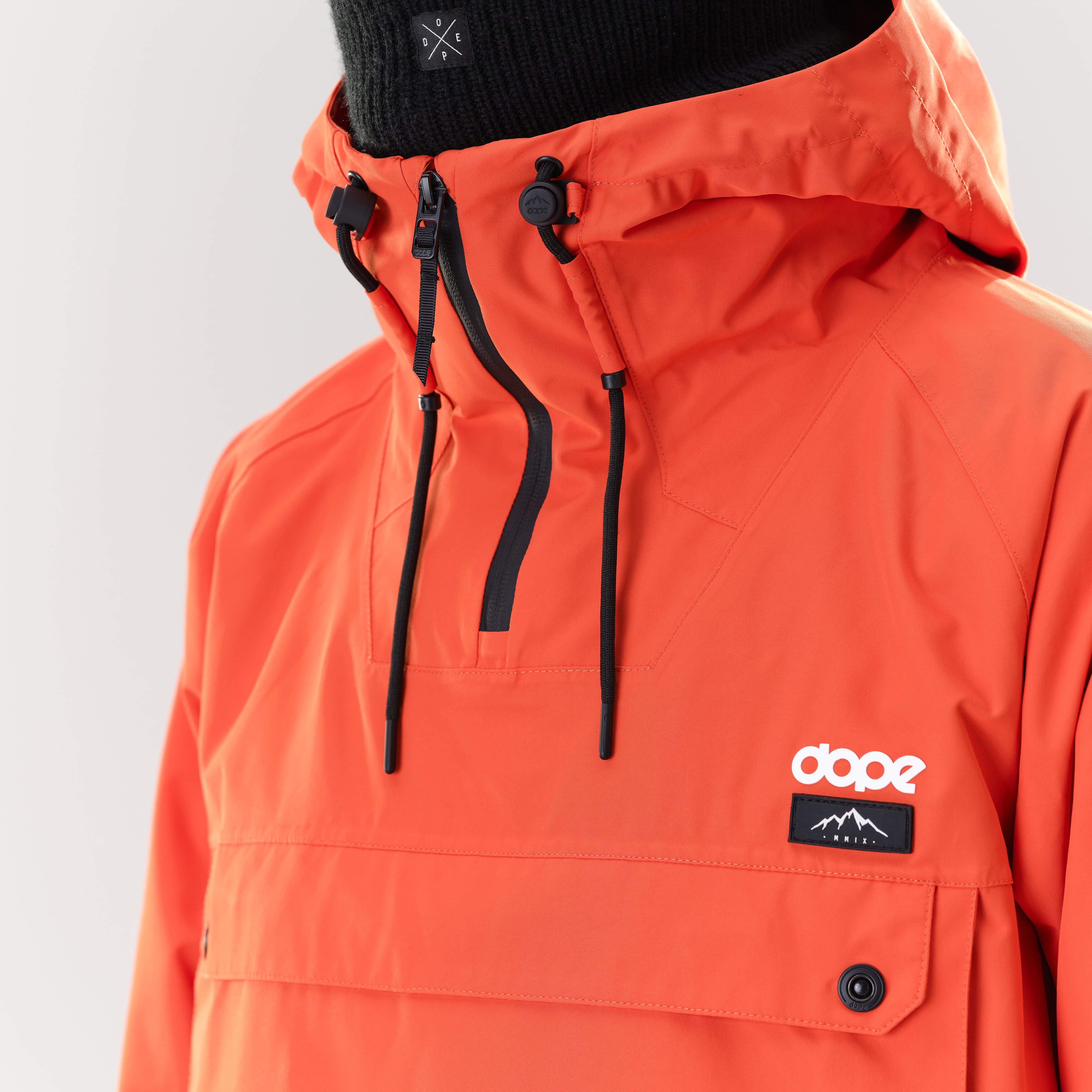 orange snow jacket