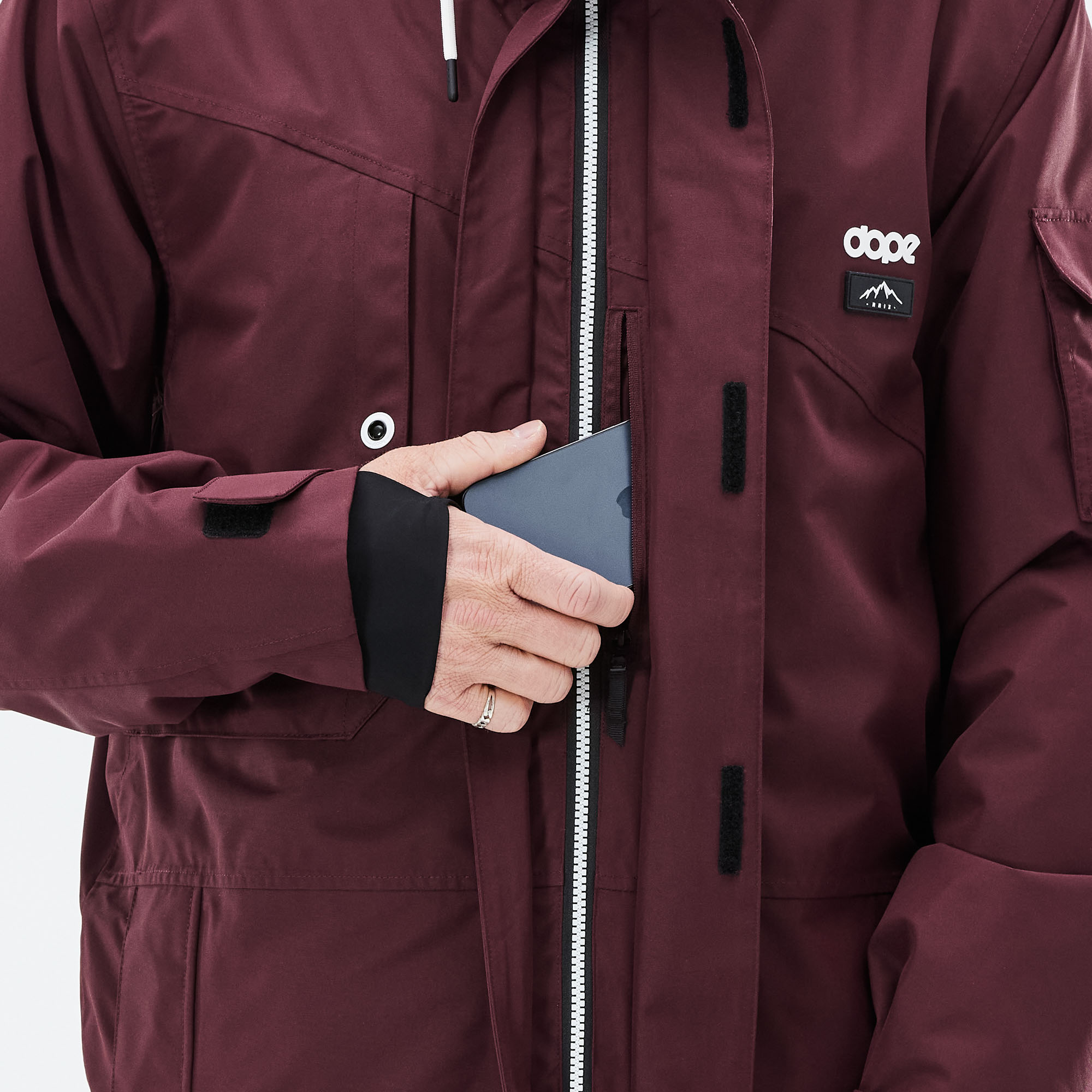 maroon snow jacket