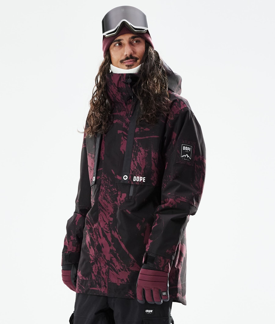 Mojo Snowboard Jacket Men Paint Burgundy Renewed