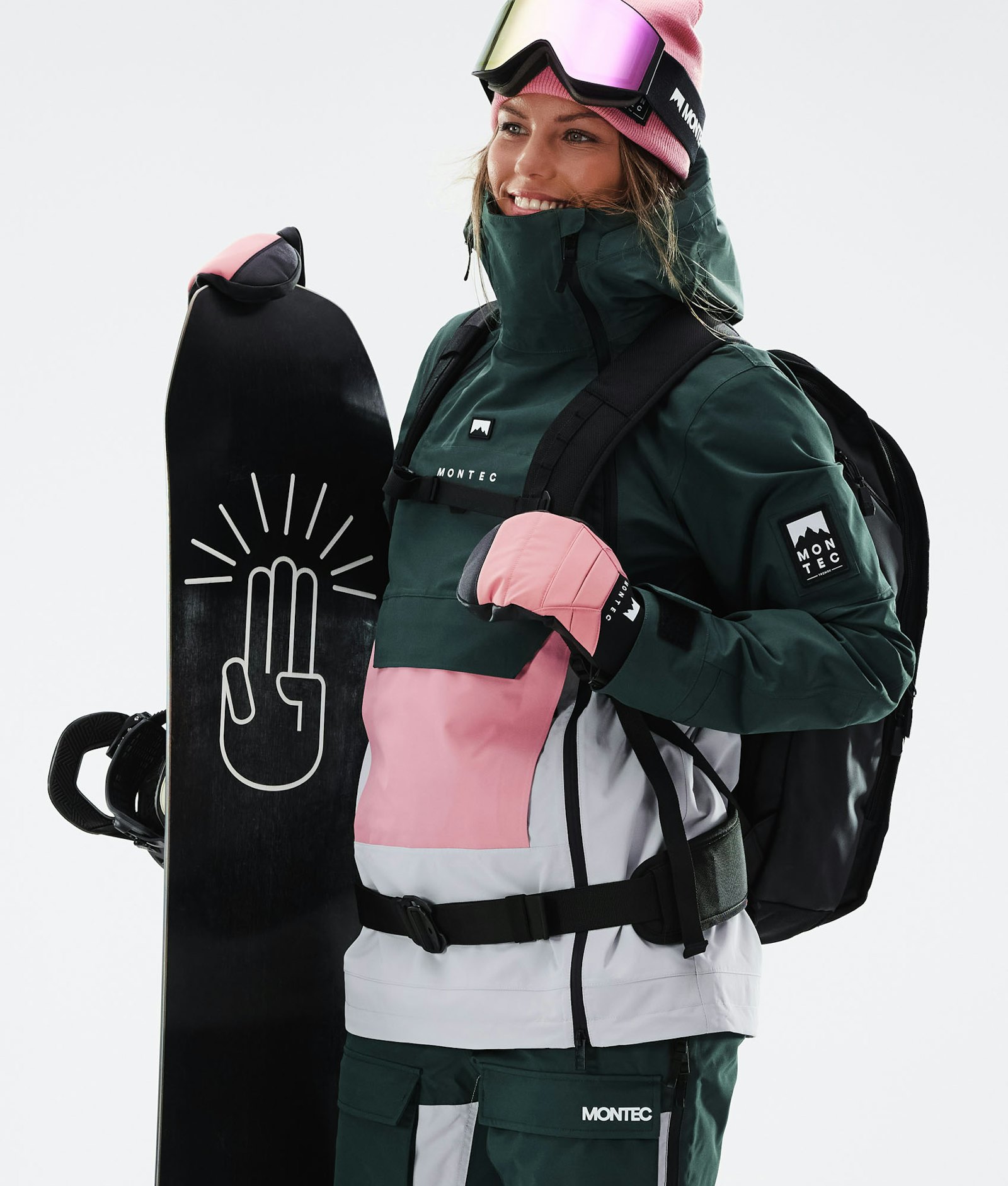 Montec Doom W 2021 Snowboardjakke Dame Dark Atlantic/Pink/Light Grey