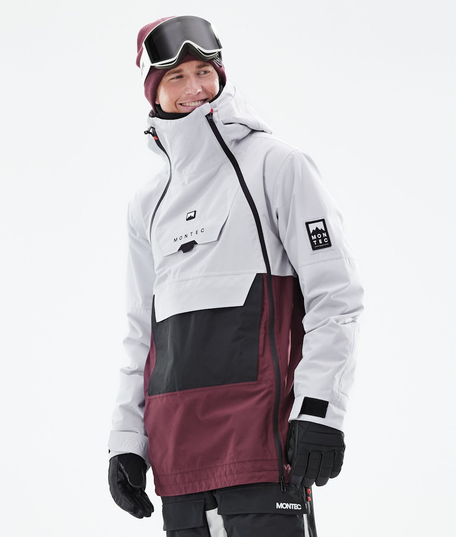  Doom Snowboard Jacket Men Light Grey/Black/Burgundy
