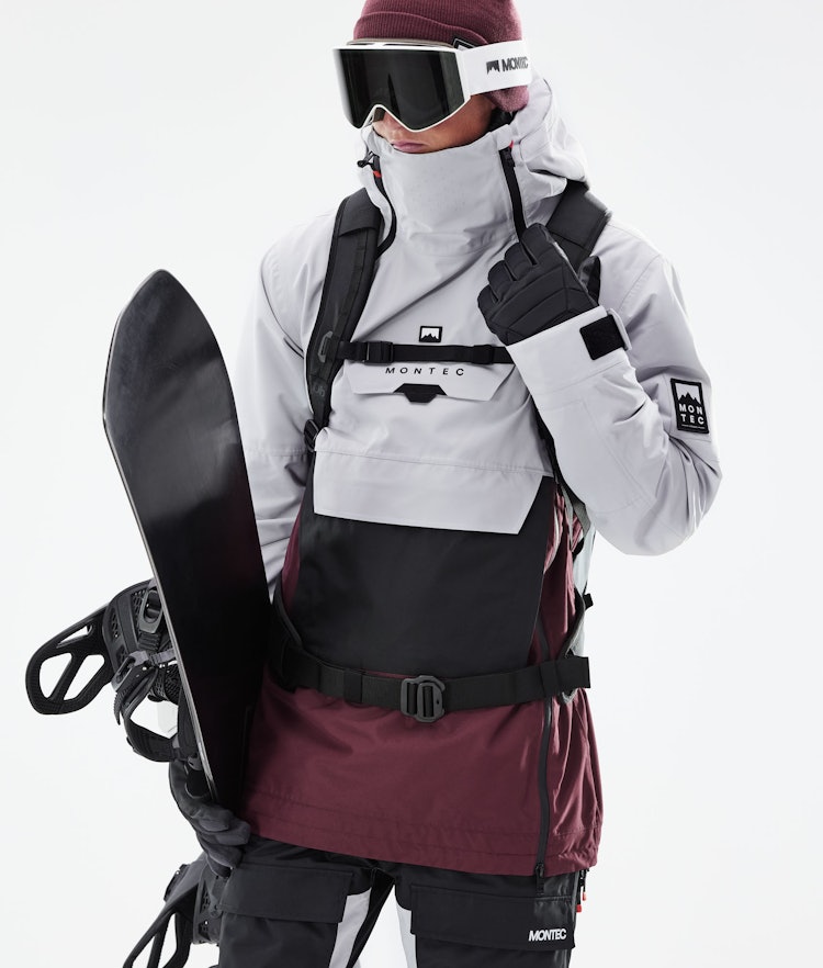 Doom 2021 Veste Snowboard Homme Light Grey/Black/Burgundy Renewed