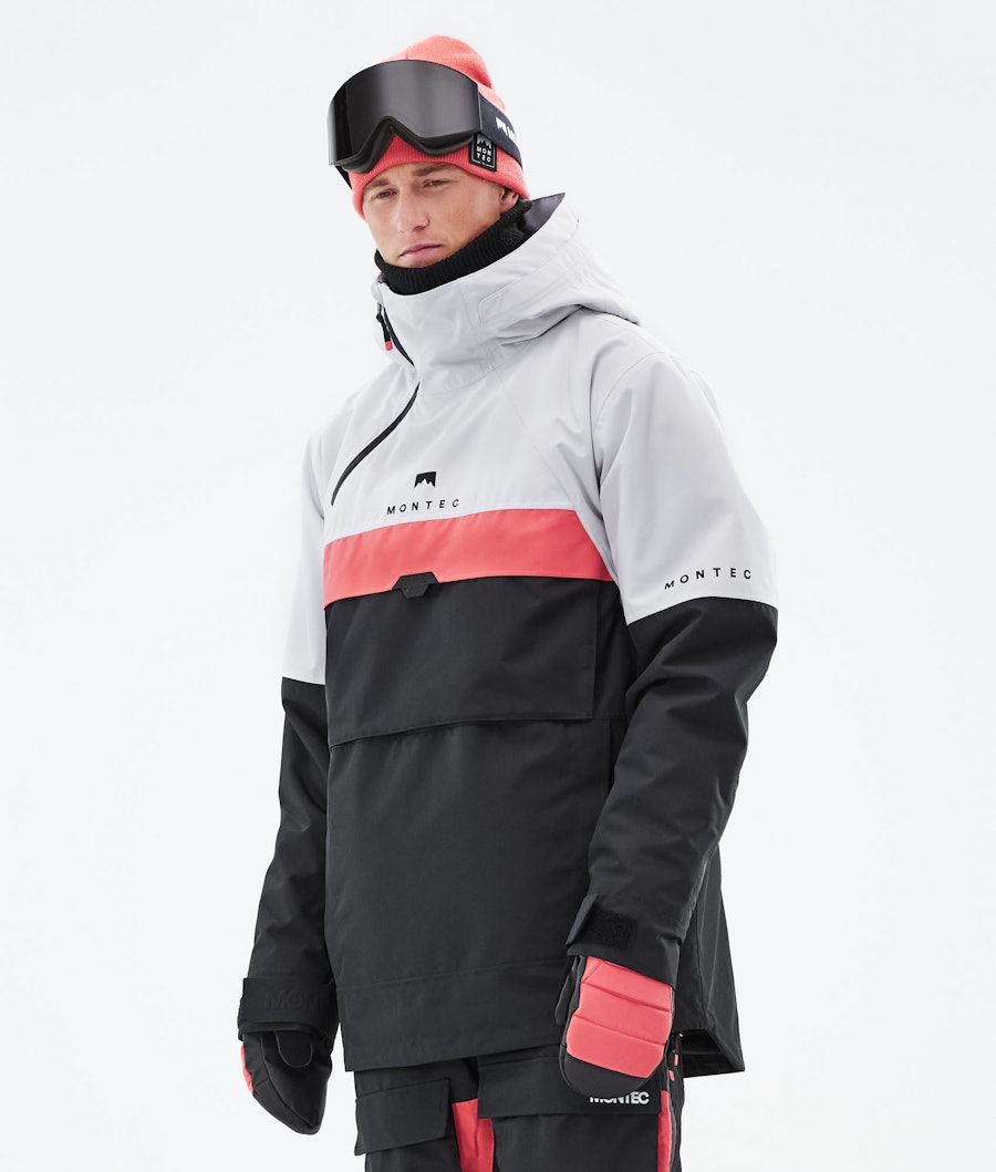 Dune Snowboard Jacket Men Light Grey/Coral/Black