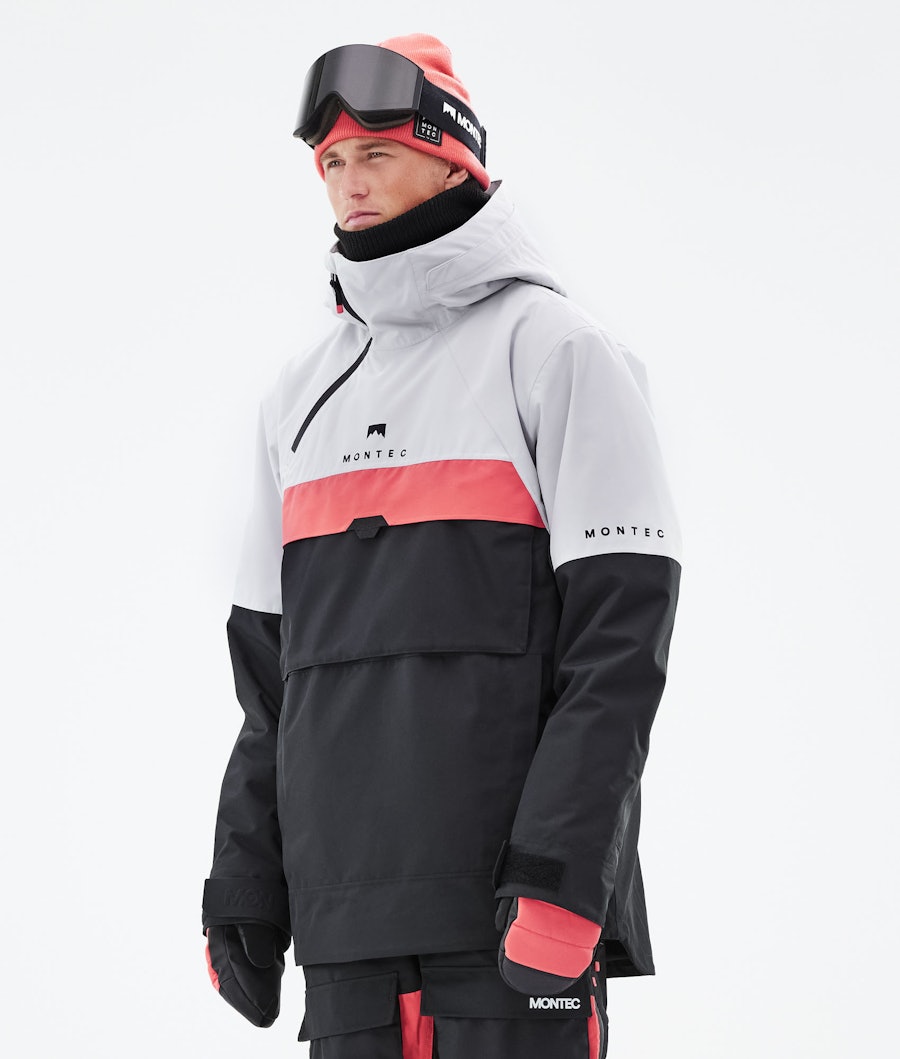 Dune Ski Jacket Men Light Grey/Coral/Black