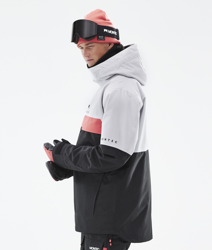 Dune 2021 Snowboard Jacket Men Light Grey/Coral/Black Renewed
