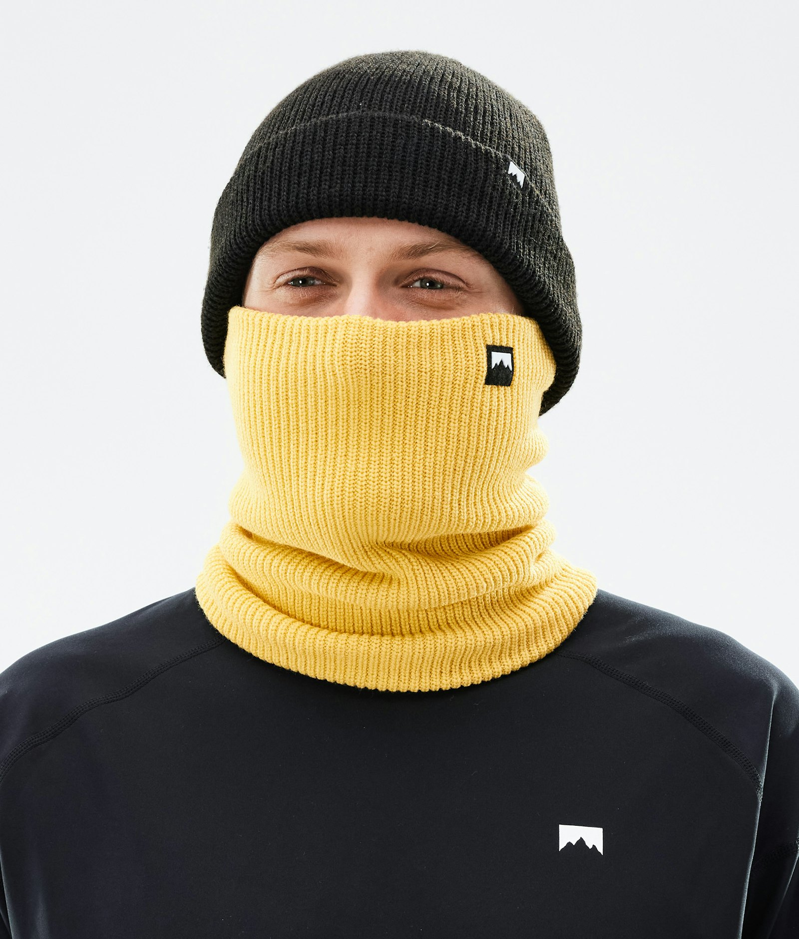 Montec Classic Knitted Facemask Yellow, Image 2 of 3