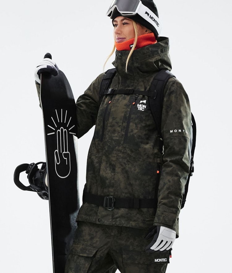 Montec Fawk W Green Snowboard Women Jacket 2021 Olive Tiedye