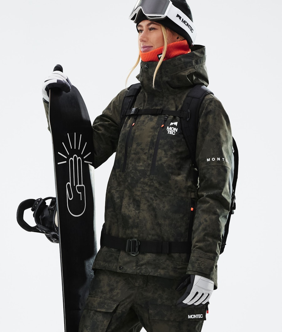 Fawk W 2021 Snowboard Jacket Women Olive Green Tiedye