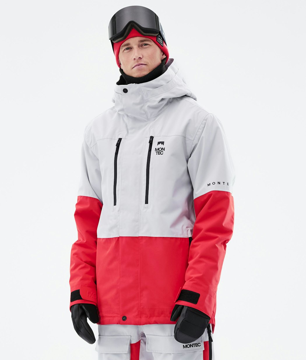 Fawk 2021 Snowboard Jacket Men Light Grey/Red Renewed