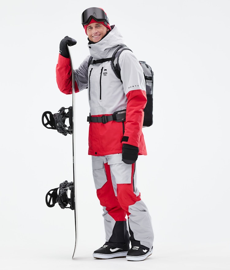 Fawk 2021 Snowboard Jacket Men Light Grey/Red