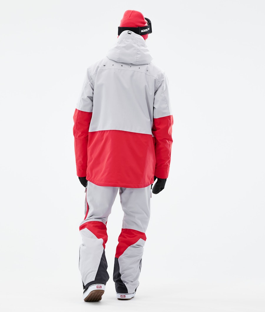 Fawk 2021 Snowboard Jacket Men Light Grey/Red Renewed