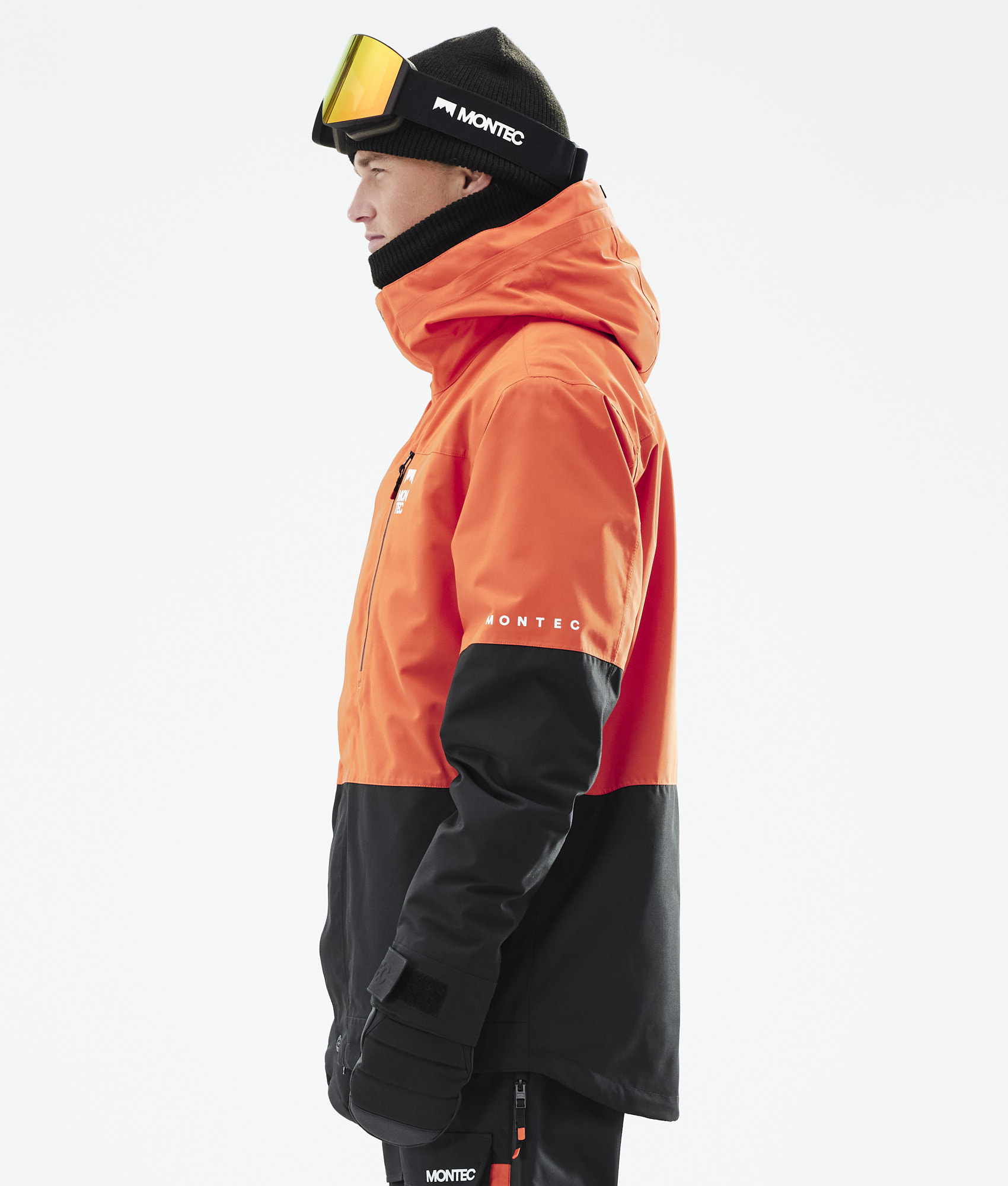 orange and black snowboard jacket