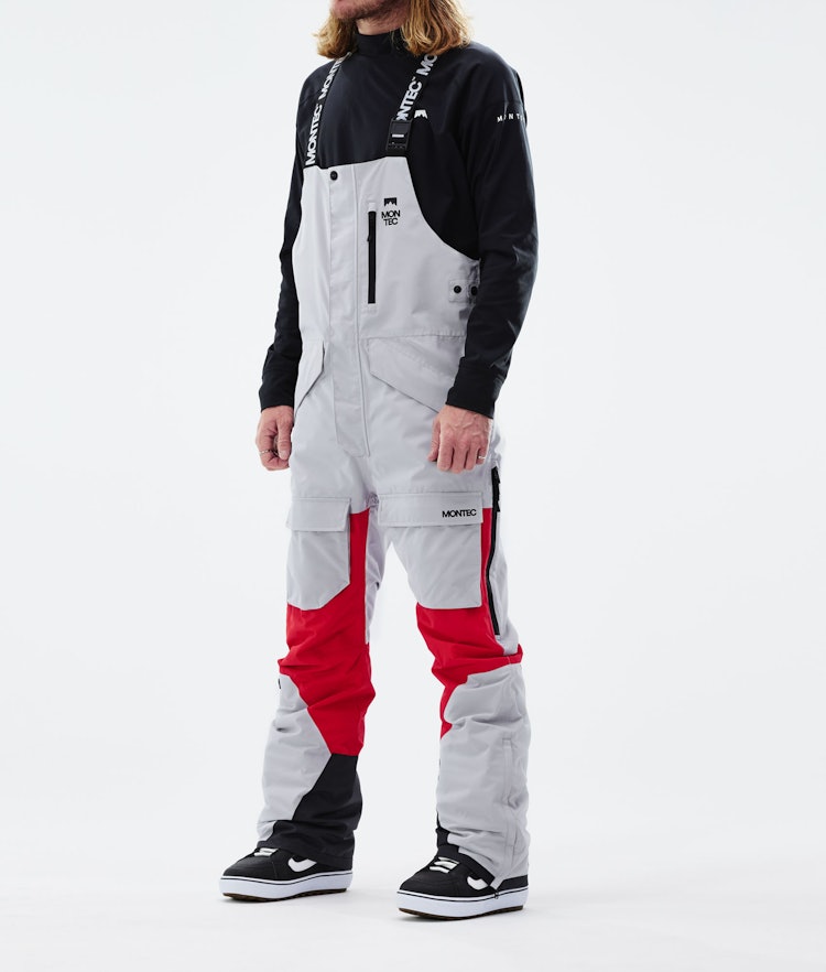 Montec Fawk 2021 Snowboardhose Herren Light Grey/Red