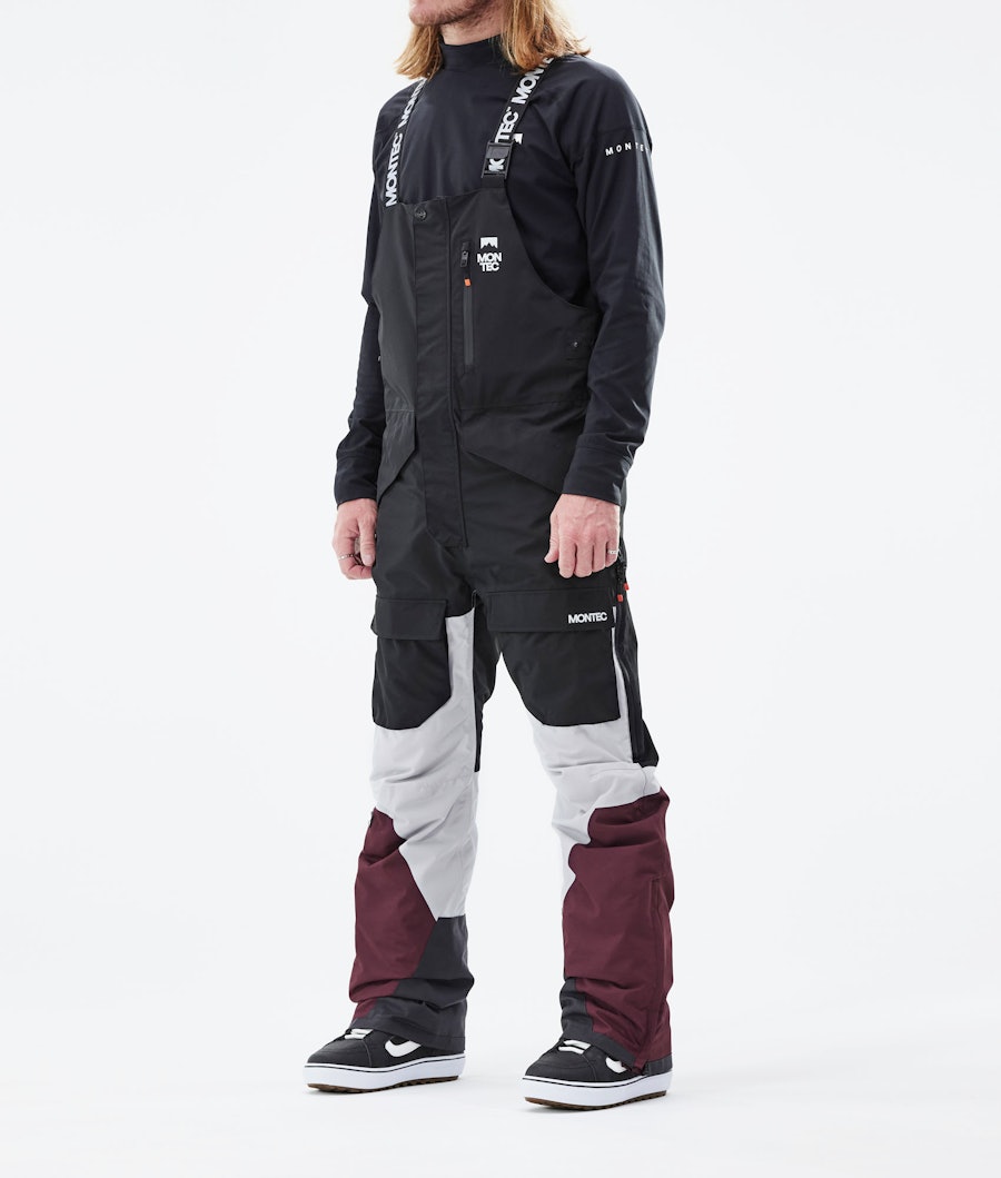 Montec Fawk Pantalon de Snowboard Black/Light Grey/Burgundy