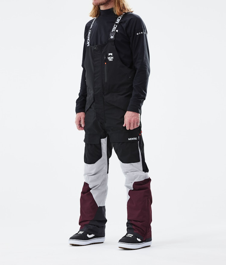 Montec Fawk 2021 Spodnie Snowboardowe Mężczyźni Black/Light Grey/Burgundy