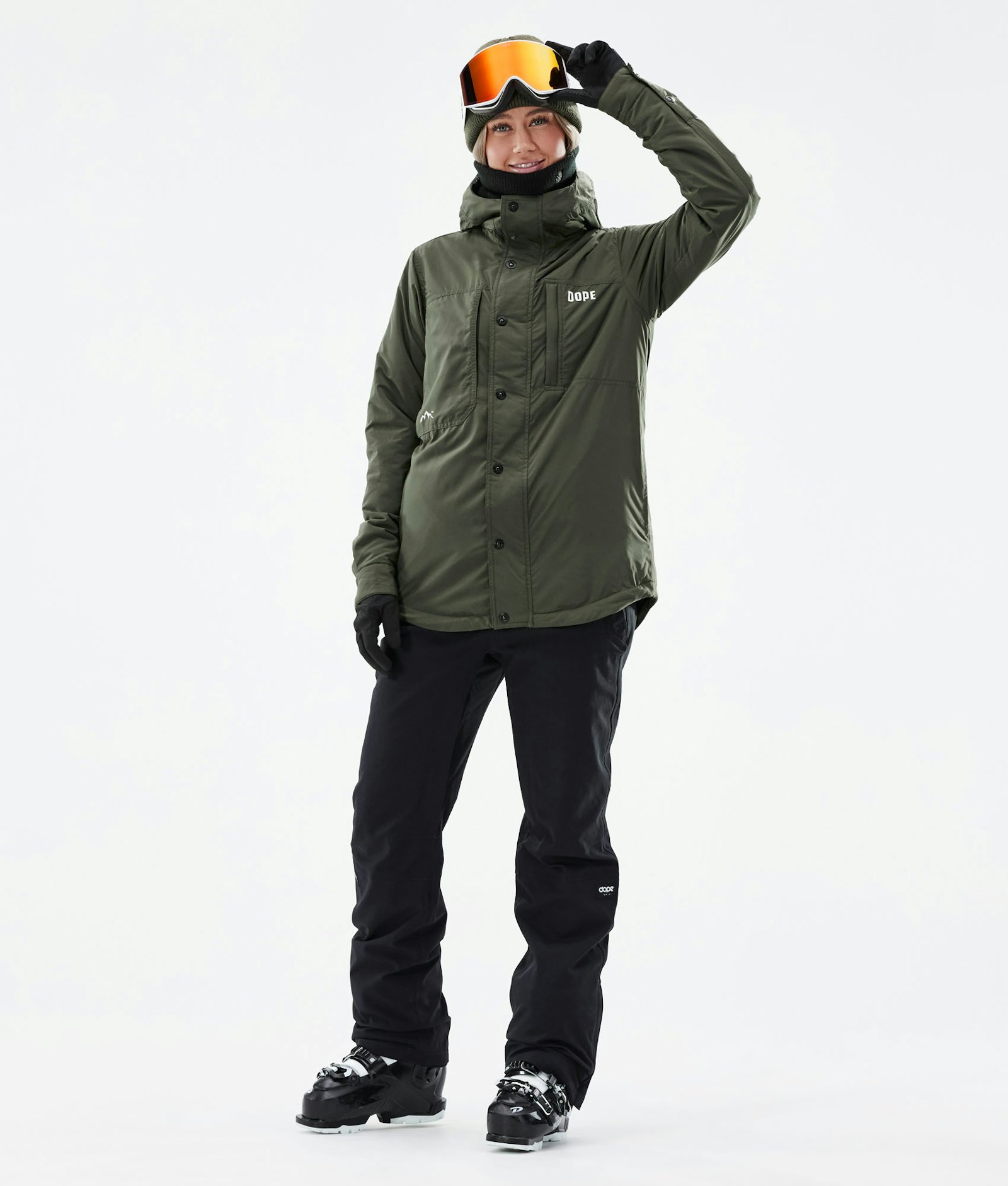 Dope Insulated W Midlayer Jacket Ski Women Olive Green