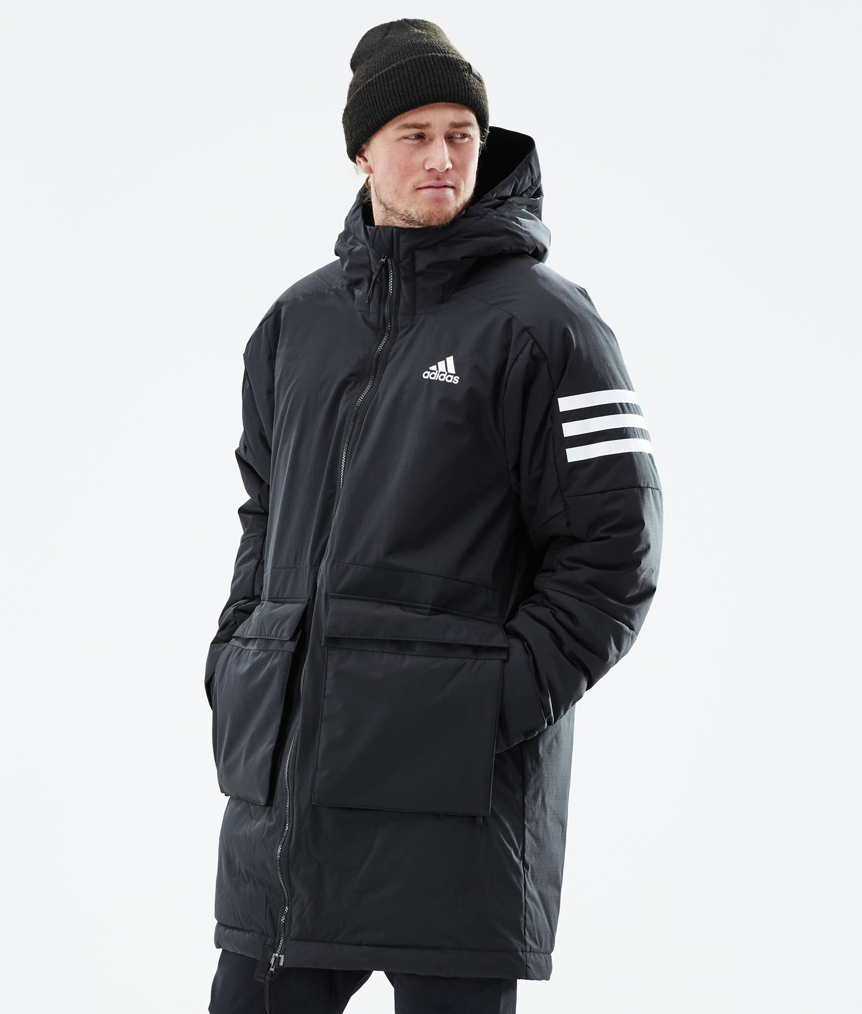 adidas outdoors long parka in black