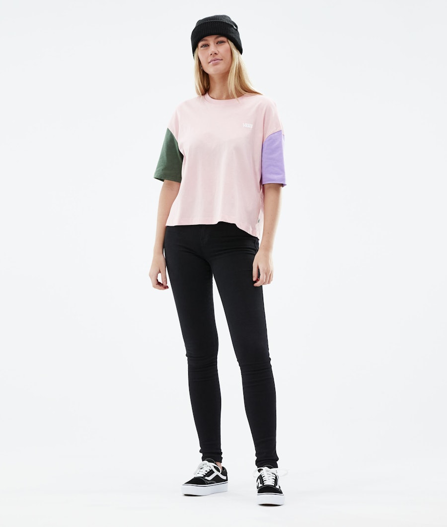 Vans Relaxed Boxy Colorblock T-shirt Dames Powder Pink/Thyme