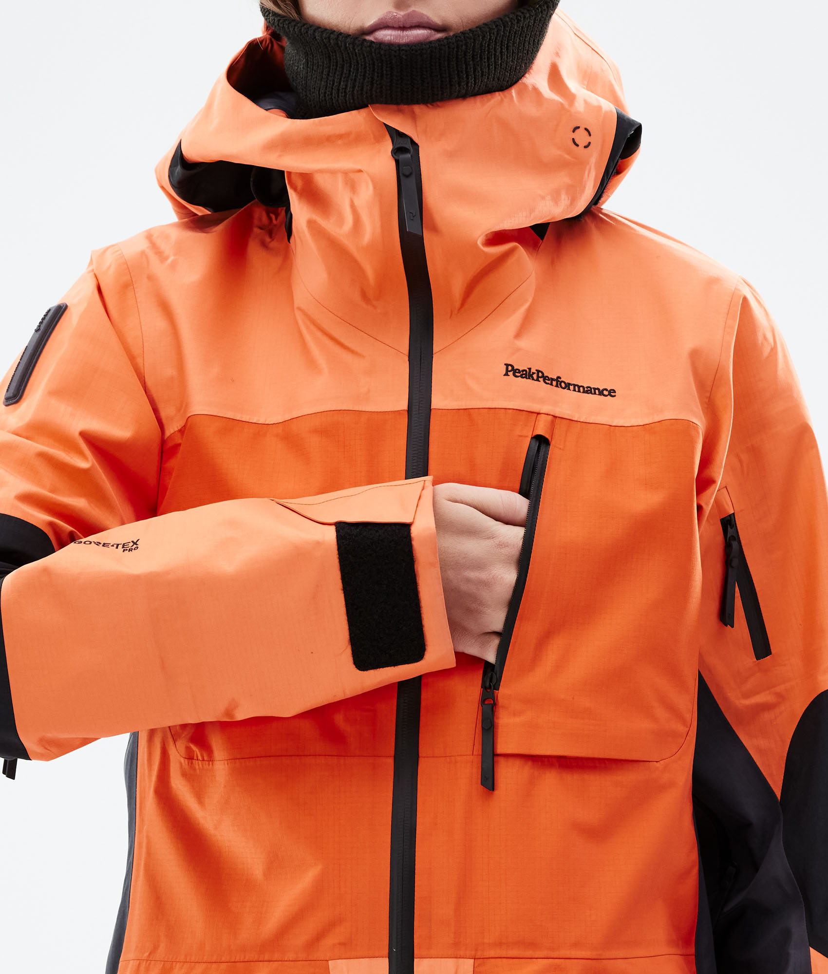 orange snow jacket