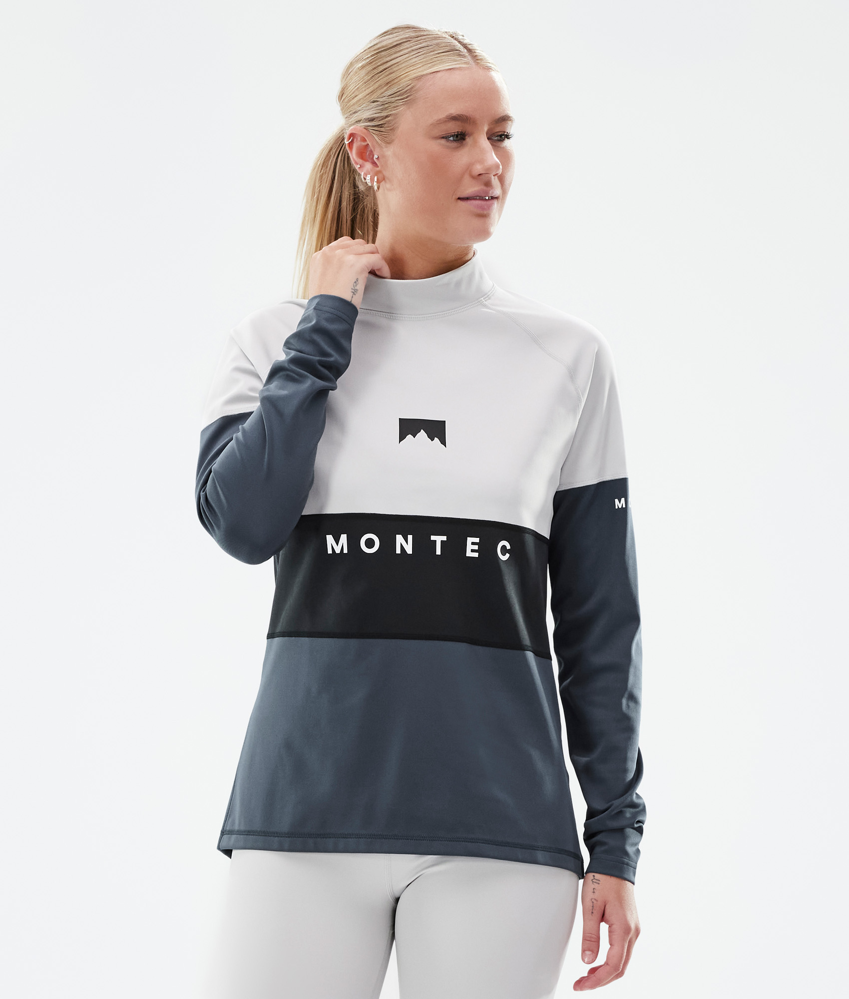 Montec Alpha W Funktionsshirt Damen Light Grey/Black/Metal Blue - Grau